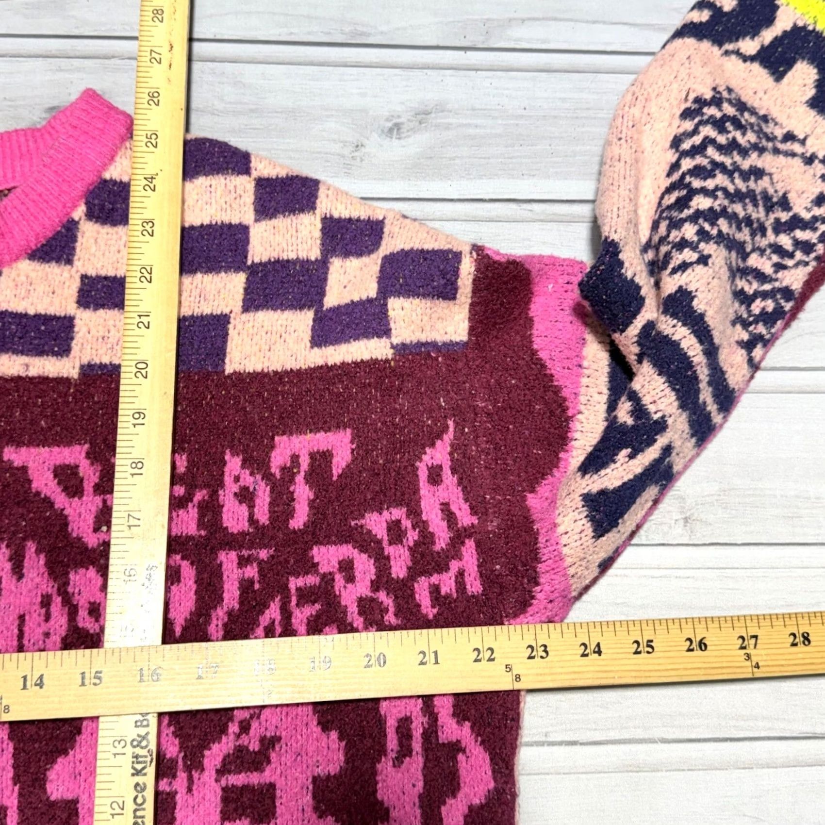 Scotch & Soda Scotch & Soda Sweater Womens Small Pink Jacquard Knit Love Music AOP Graphic Shirt/ Sweater? Size S / US 4 / IT 40 - 4 Thumbnail