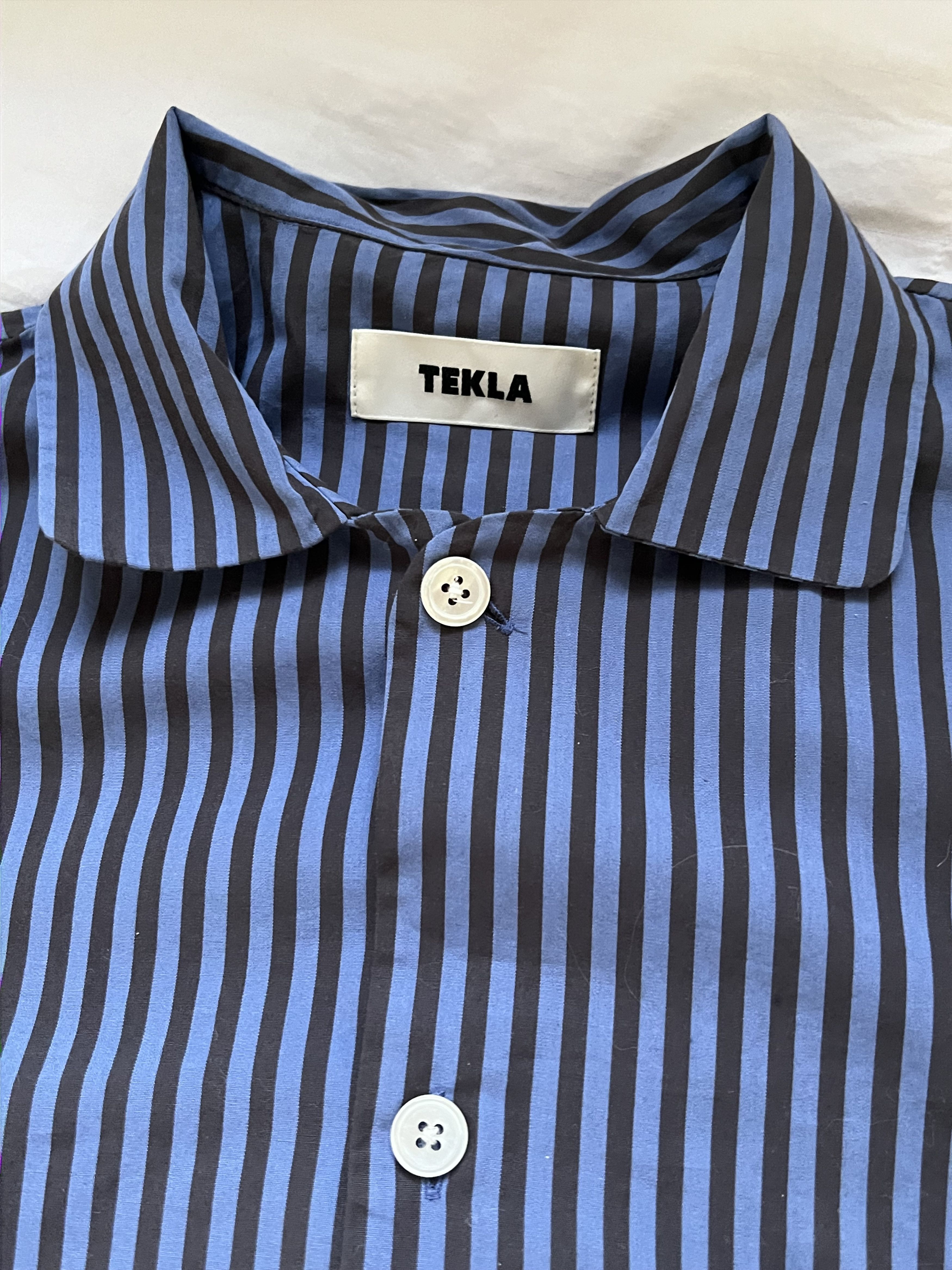 Tekla TEKLA Verneuil Stripes Poplin SS button down pajama shirt Size M / US 6-8 / IT 42-44 - 6 Thumbnail