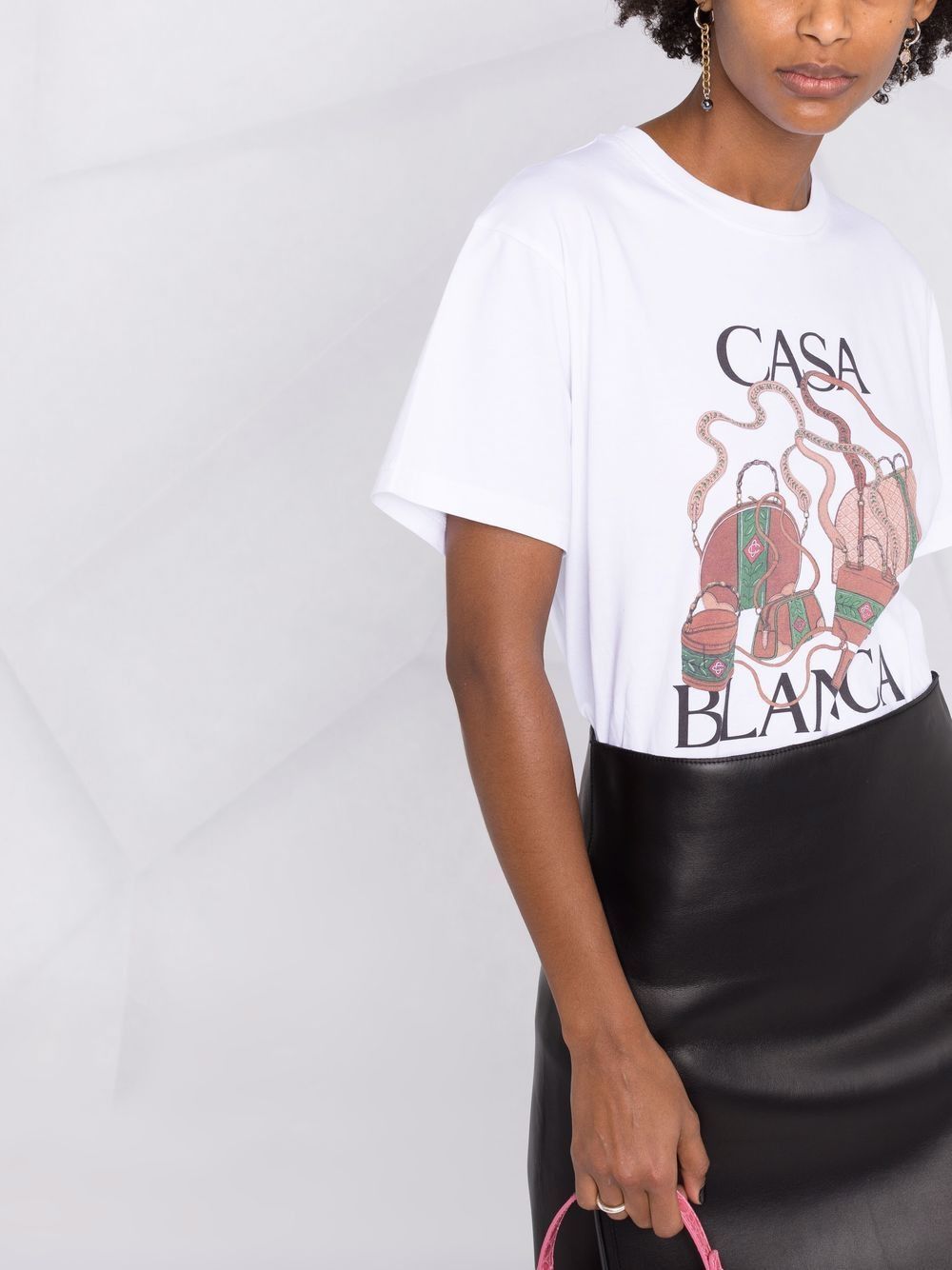 Casablanca White Handbag Logo T-shirt Size US XXS / EU 40 - 2 Thumbnail