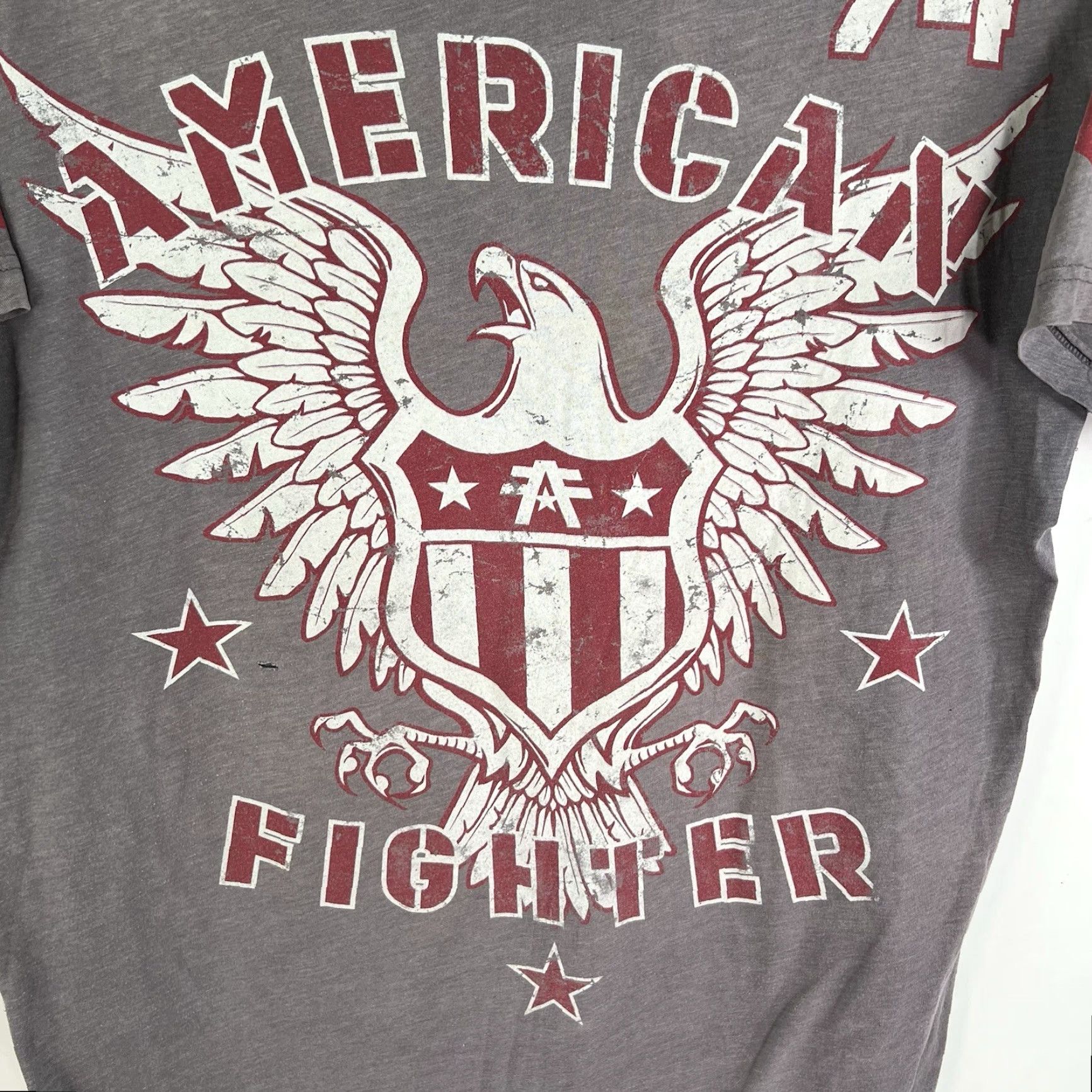 Affliction Affliction Shirt Mens XL Gray American Fighter 74 AOP Flag Crew Neck Short Sleeve Graphic Print Logo Vintage: No Size US XL / EU 56 / 4 - 3 Thumbnail