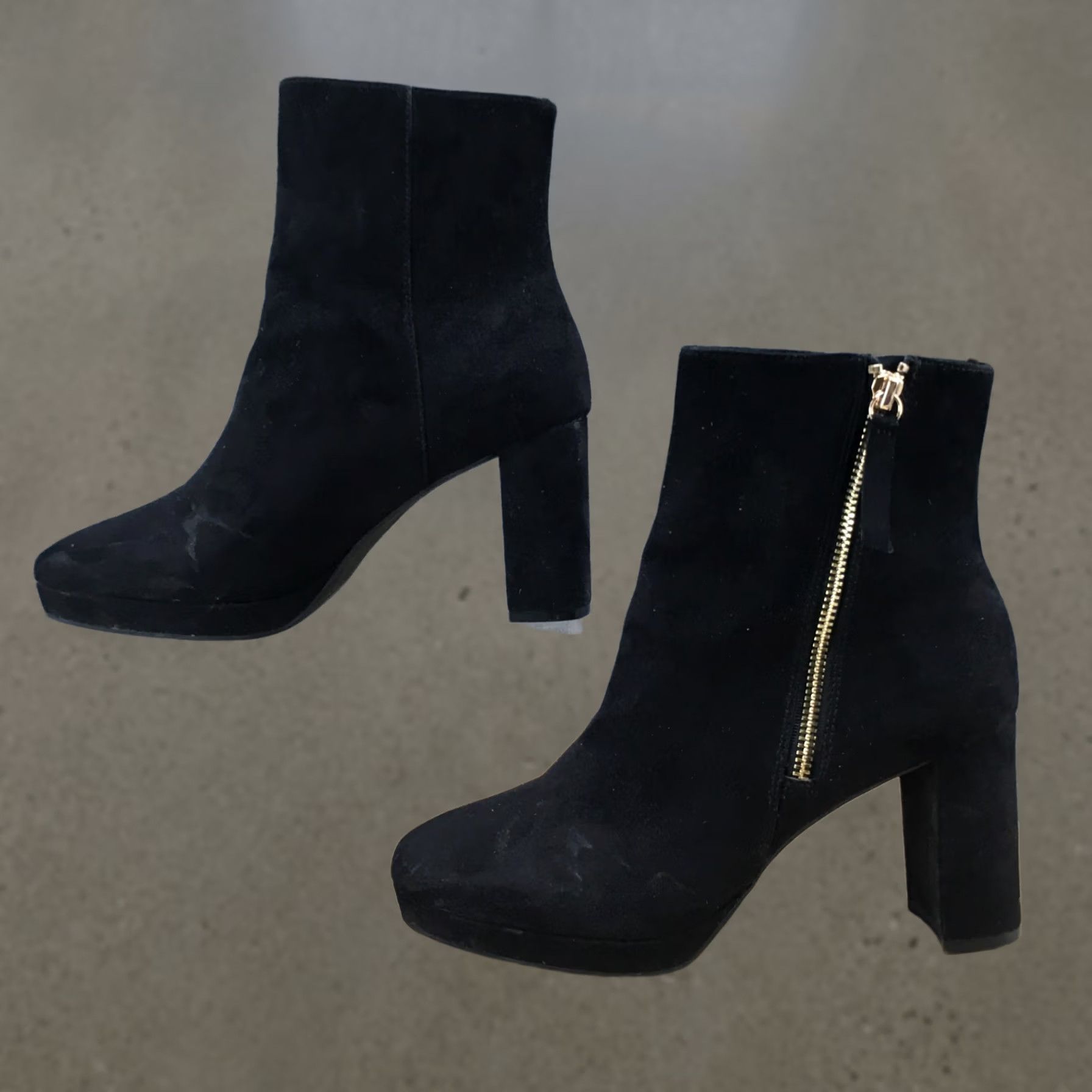 H&M H&M Boots Womens Black Ankle Booties 8.5 Faux Suede Zip Block Heel Boots Womens 9 Zip Size US 9 / IT 39 - 1 Thumbnail