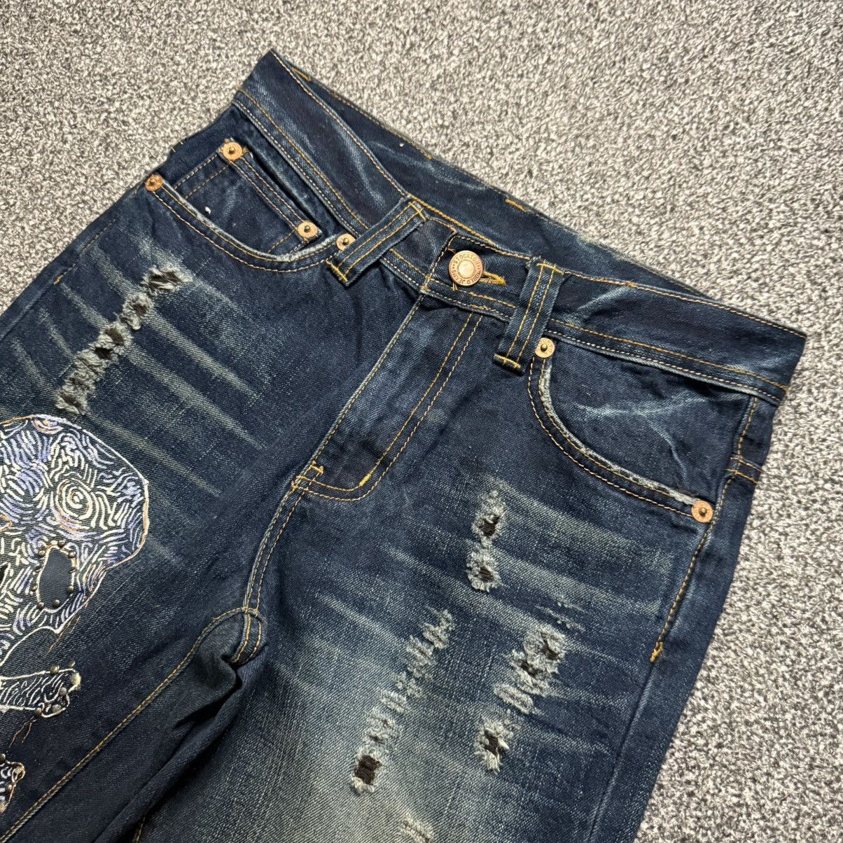 If Six Was Nine 🔥🇯🇵 Y2K Japanese Skull Affliction Stockton Undercover Style Size US 30 / EU 46 - 3 Thumbnail