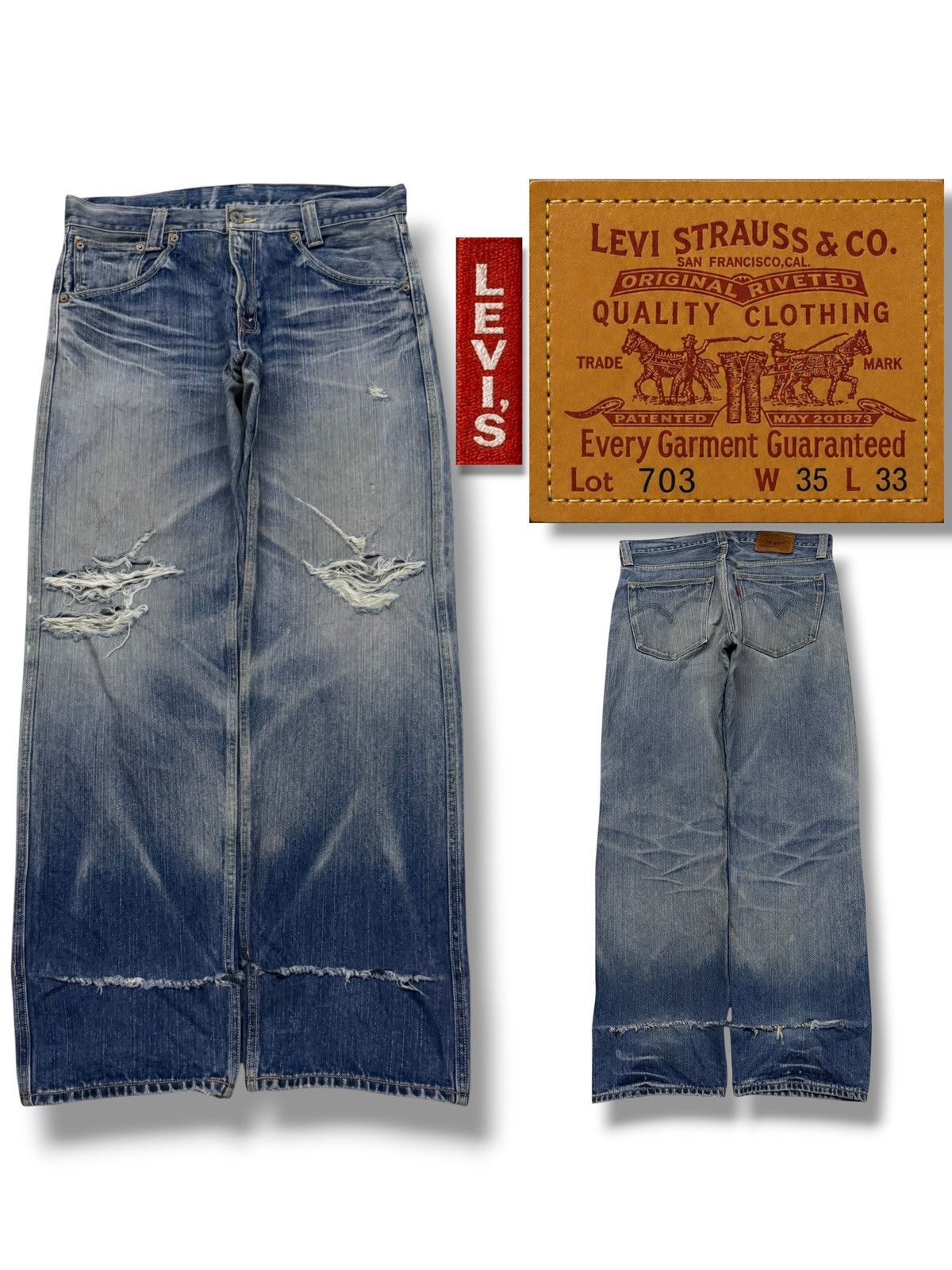 Levi's Vintage Levi’s 703 Distressed Denim Jeans | Vintage Fade W36 Size US 36 / EU 52 - 1 Thumbnail