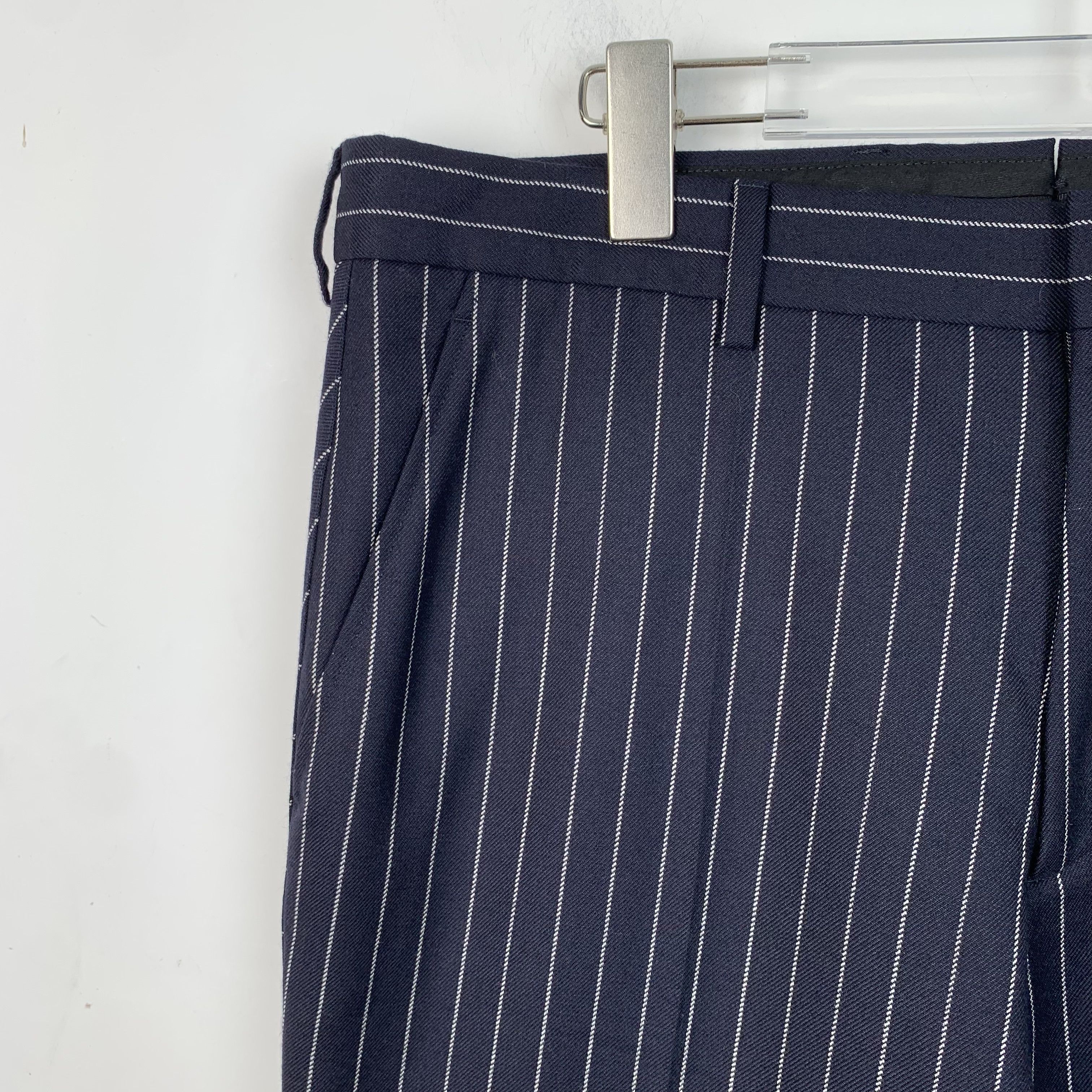 Burberry Burberry Navy Striped Wool Trousers (Size L) Size US 36 / EU 52 - 6 Thumbnail