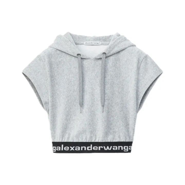 Alexander Wang Alexander Wang Gray Cropped Hooded Sweatshirt - Size S / US 4 / IT 40 - 1 Thumbnail