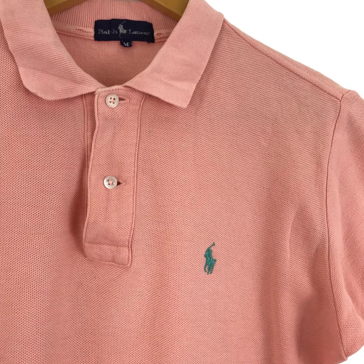 Polo Ralph Lauren Vtg POLO RALPH LAUREN Small Pony Peach Polo Tee Shirt Cotton Size M / US 6-8 / IT 42-44 - 2 Thumbnail