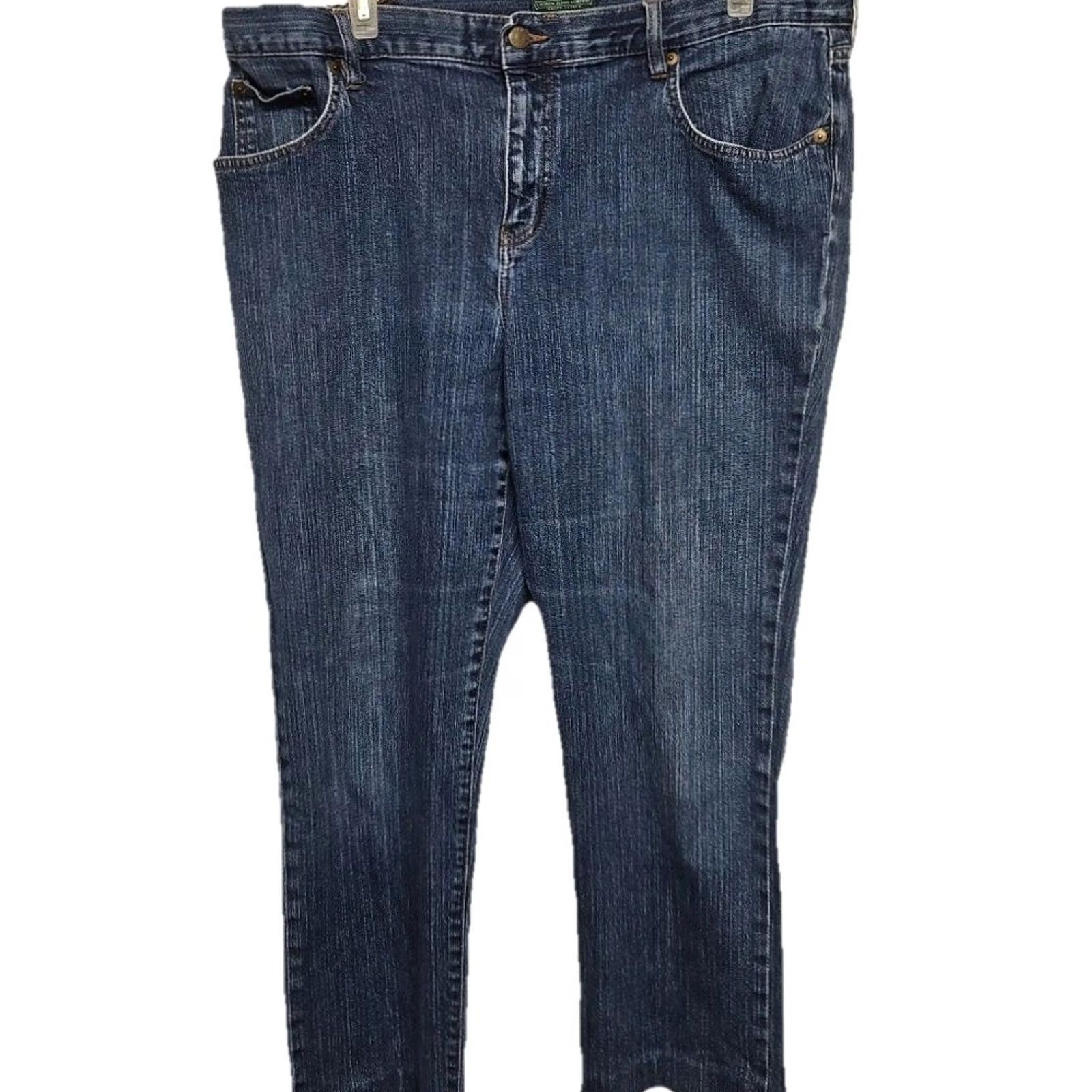 Ralph Lauren VINTAGE Ralph Lauren Jeans Co Women’s 16W Straight Leg Stretch Denim Blue Mid Rise Size 38" / US 16 / IT 52 - 2 Thumbnail