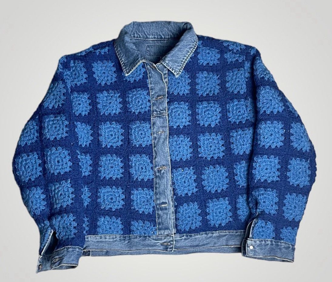 Vintage RCLMD.LA 1/1 Reversible Crochet Trucker Jacket XL Size US XL / EU 56 / 4 - 1 Thumbnail