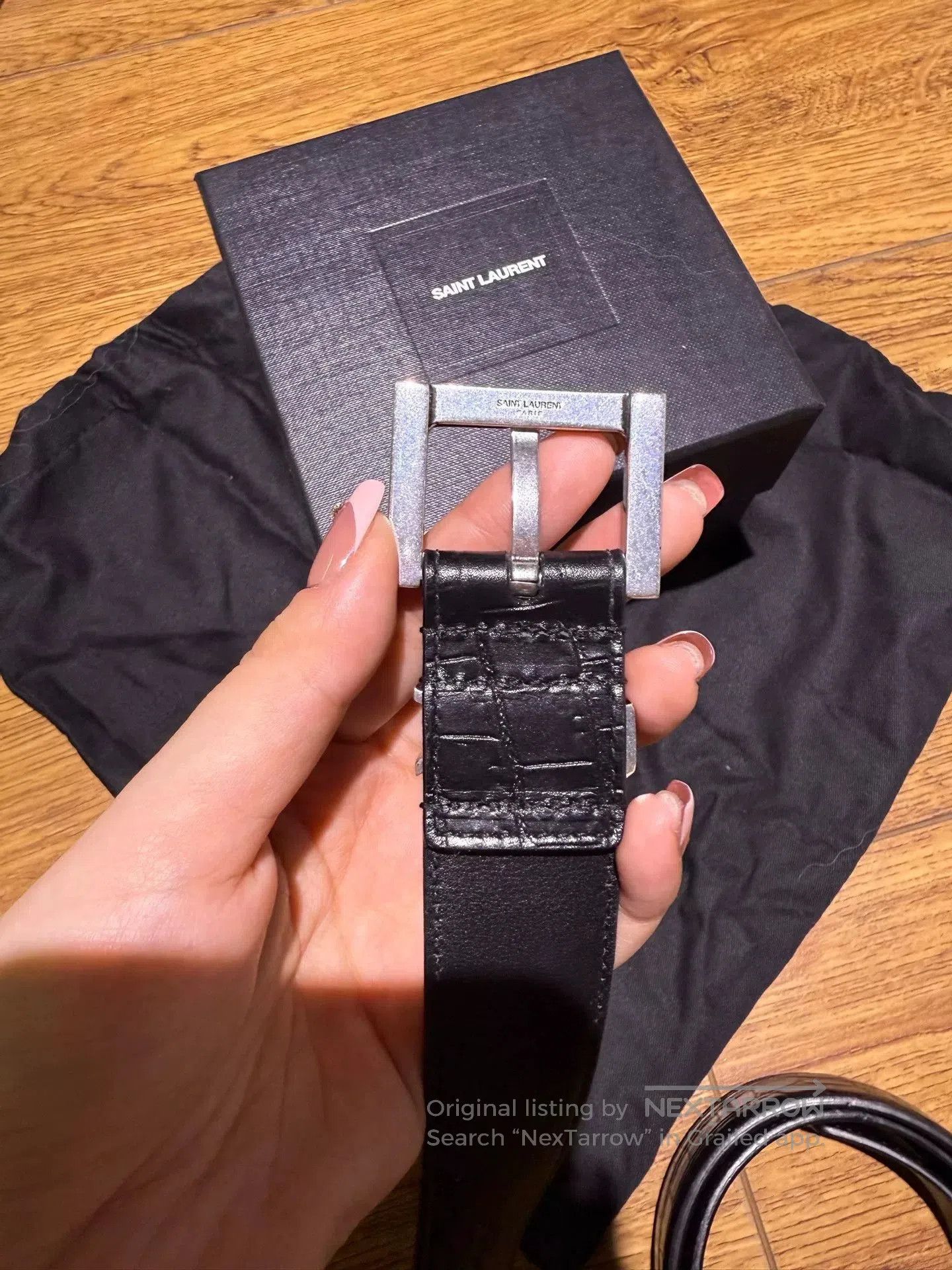 Yves Saint Laurent YSL Men's Crocodile Pattern Belt. Size ONE SIZE - 2 Thumbnail