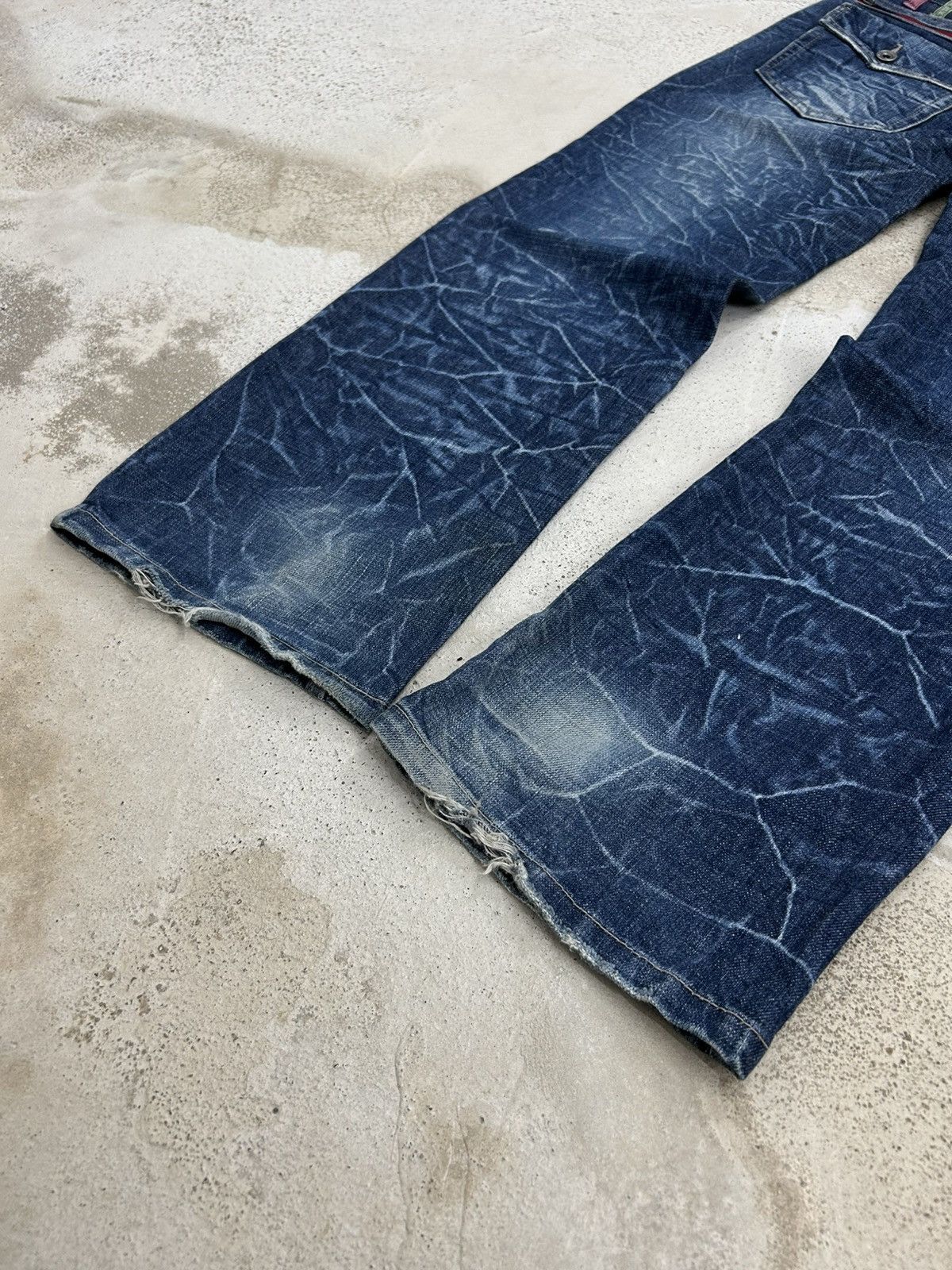 Le Grande Bleu (L.G.B.) Antfui Double Waist Denim Jean Whiskering Washed Size US 31 - 15 Thumbnail