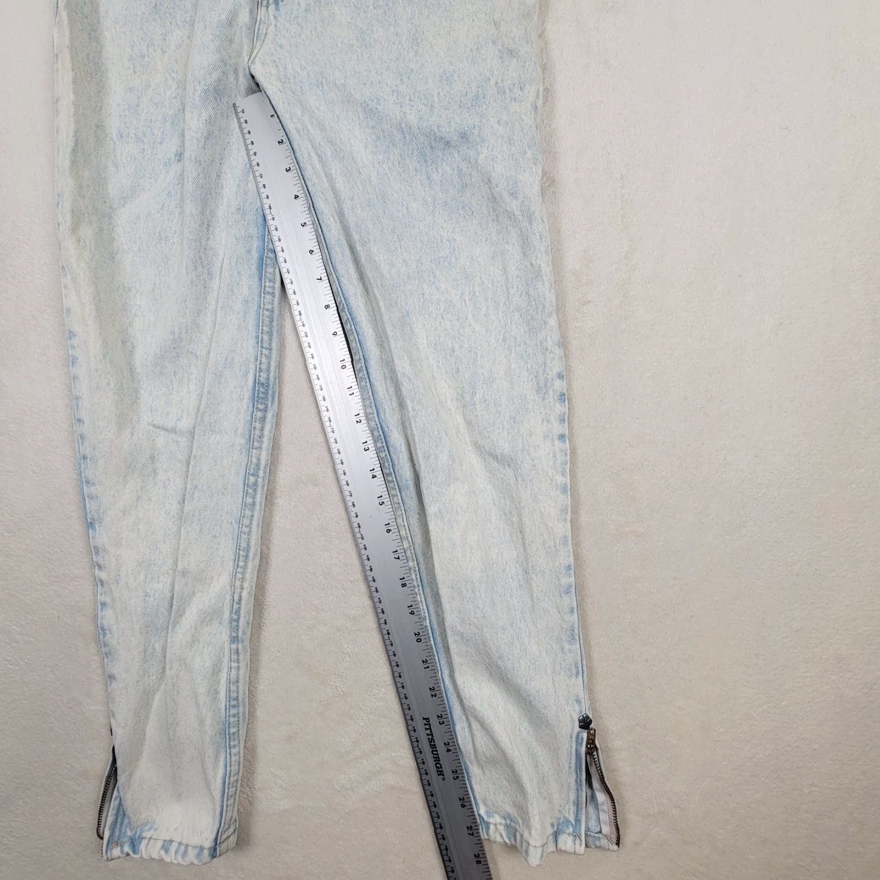 Vintage VINTAGE L.A. Gear Jeans Women's High Waist Acid Washed Tapered Zip Ankle 11/28 80s Blue Mens? Size 32" / US 10 / IT 46 - 6 Thumbnail