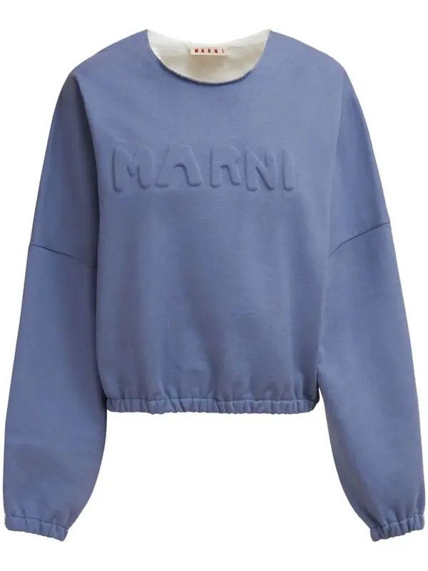 Marni o1w1db11125 Logo-Embossed Sweatshirt in Blue Size S / US 4 / IT 40 - 1 Thumbnail