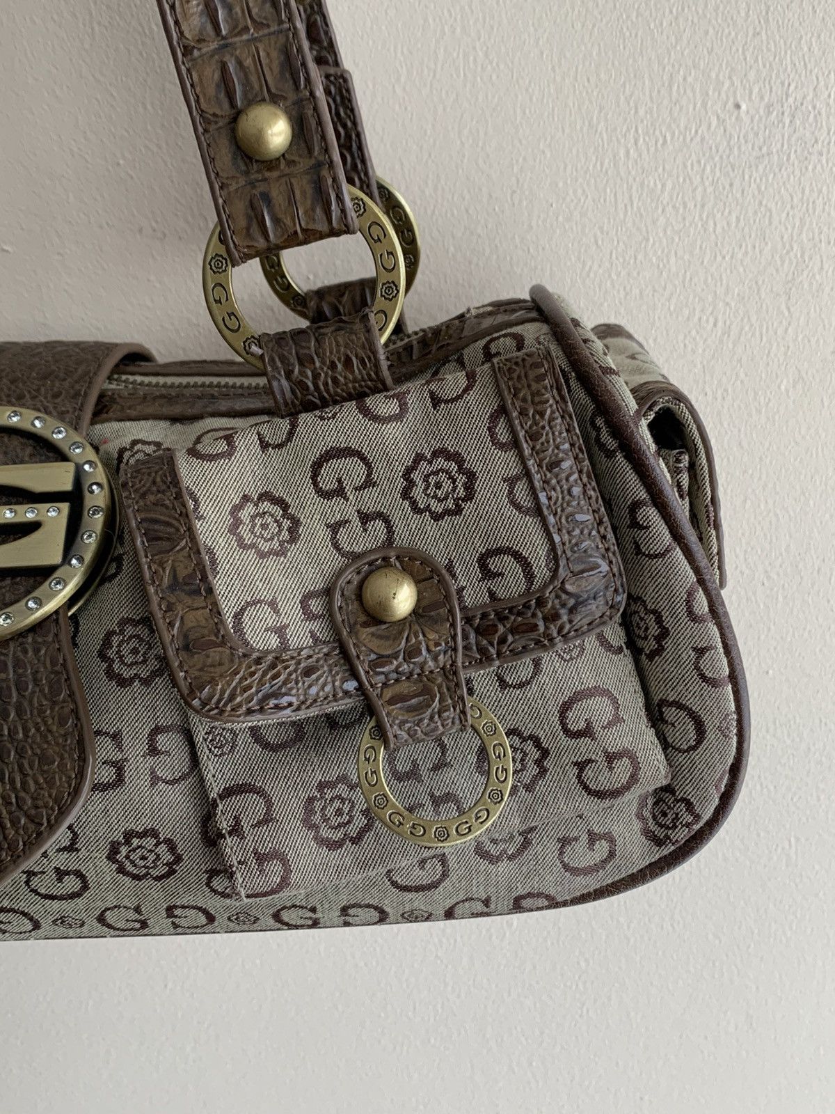 Guess Vintage Guess Monogram Beige Faux Python Leather Handbag Size ONE SIZE - 2 Thumbnail