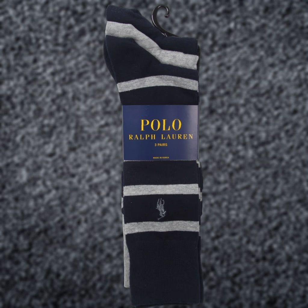Polo Ralph Lauren Polo Ralph Lauren 3 Pairs Dress Socks Navy Blue Grey Striped Solid NWT Socks Mens Size 10-12 Multi-Color NWT Size US M / EU 48-50 / 2 - 1 Preview