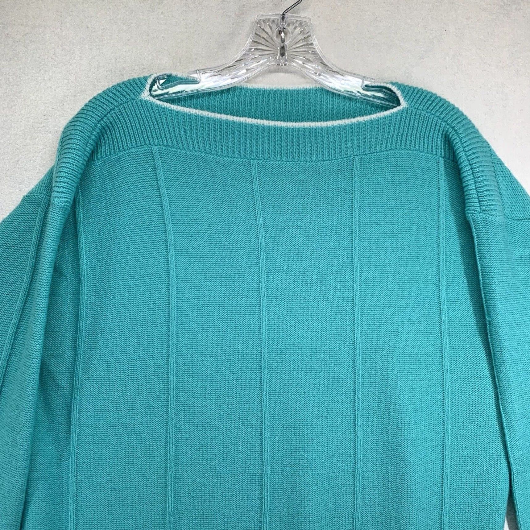 Altea VINTAGE Just For You Sweater Women's Plus Size 22 Teal Knit Full Zip Long Sleeve Made in USA Size 3XL / US 20-22 - 4 Thumbnail