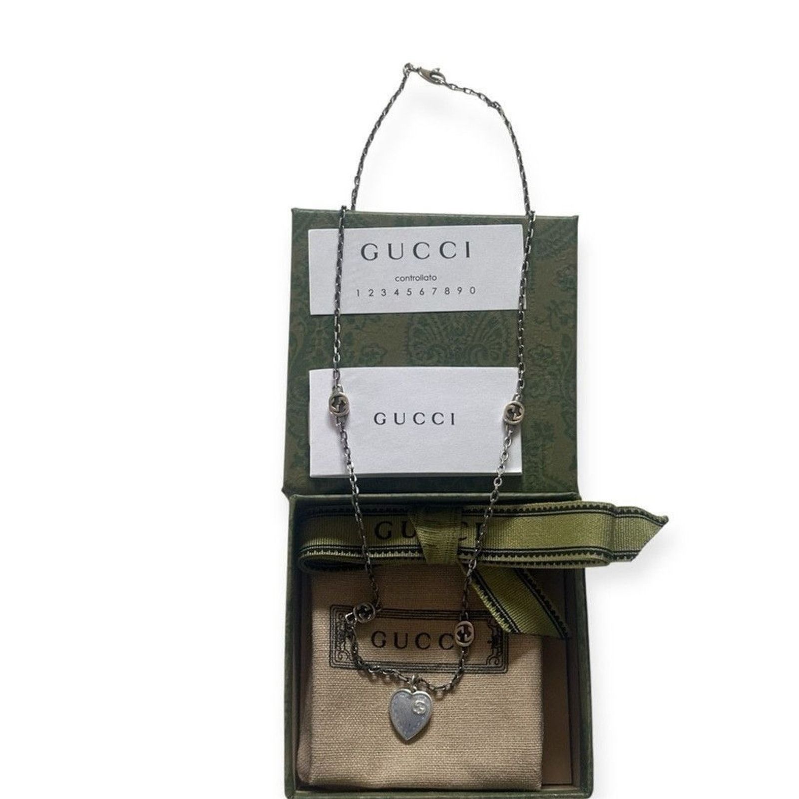 Gucci Gucci Sterling Silver Blue Heart Pendant Necklace Size ONE SIZE - 6 Thumbnail
