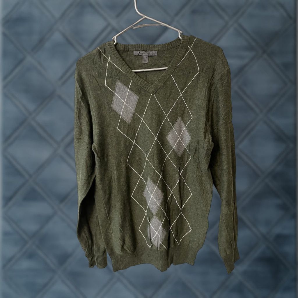 Old Navy Old Navy Mens Sweater Size M Green V Neck Argyle Pullover Cotton Size US M / EU 48-50 / 2 - 1 Thumbnail