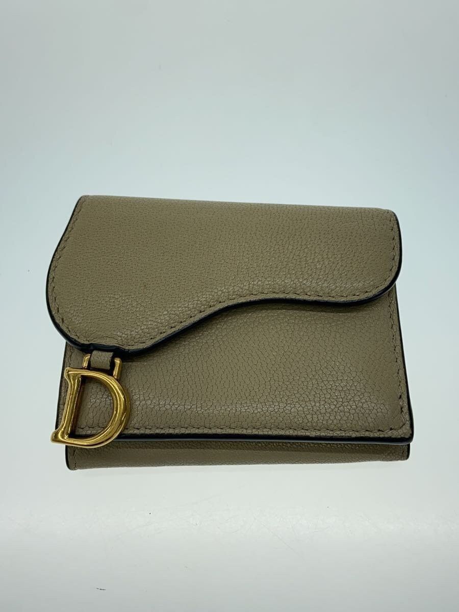 Dior Dior Saddle Leather Tri-Fold Wallet Card Holder Beige Size ONE SIZE - 1 Thumbnail