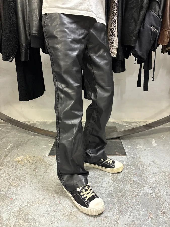 Armani × Vintage 2000s Armani Black Leather Pants Size US 30 / EU 46 - 3 Thumbnail