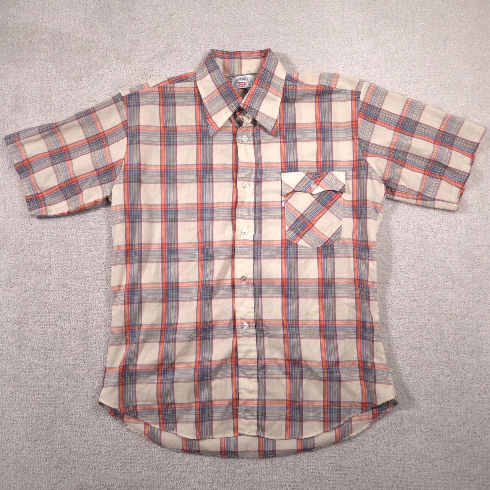 Levi's Levi's Shirt Mens XL Beige Plaid Button Front Short Sleeve Casual Summer Womens? Mens Size US XL / EU 56 / 4 - 2 Thumbnail