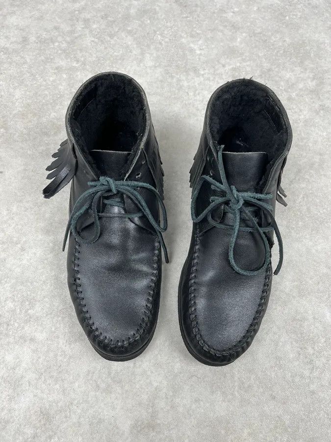 Saint Laurent Paris Yves Saint Laurent Black Leather Fringed Boots Size US 11 / EU 44 - 4 Thumbnail