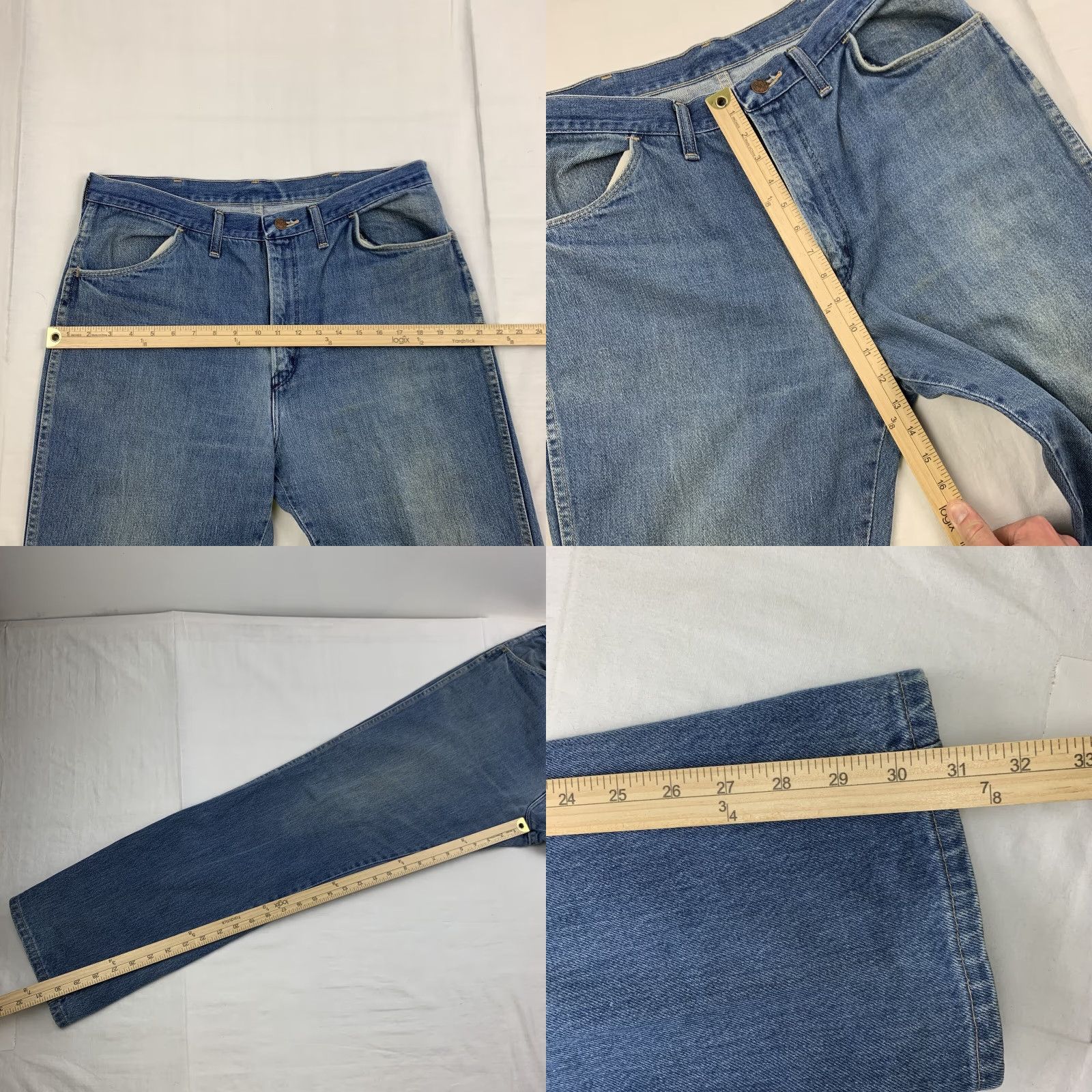 Denime VINTAGE Rustler Jeans Adult 38x32 Blue Denim USA 70s Zipper Straight Mens Size US 38 / EU 54 - 8 Thumbnail