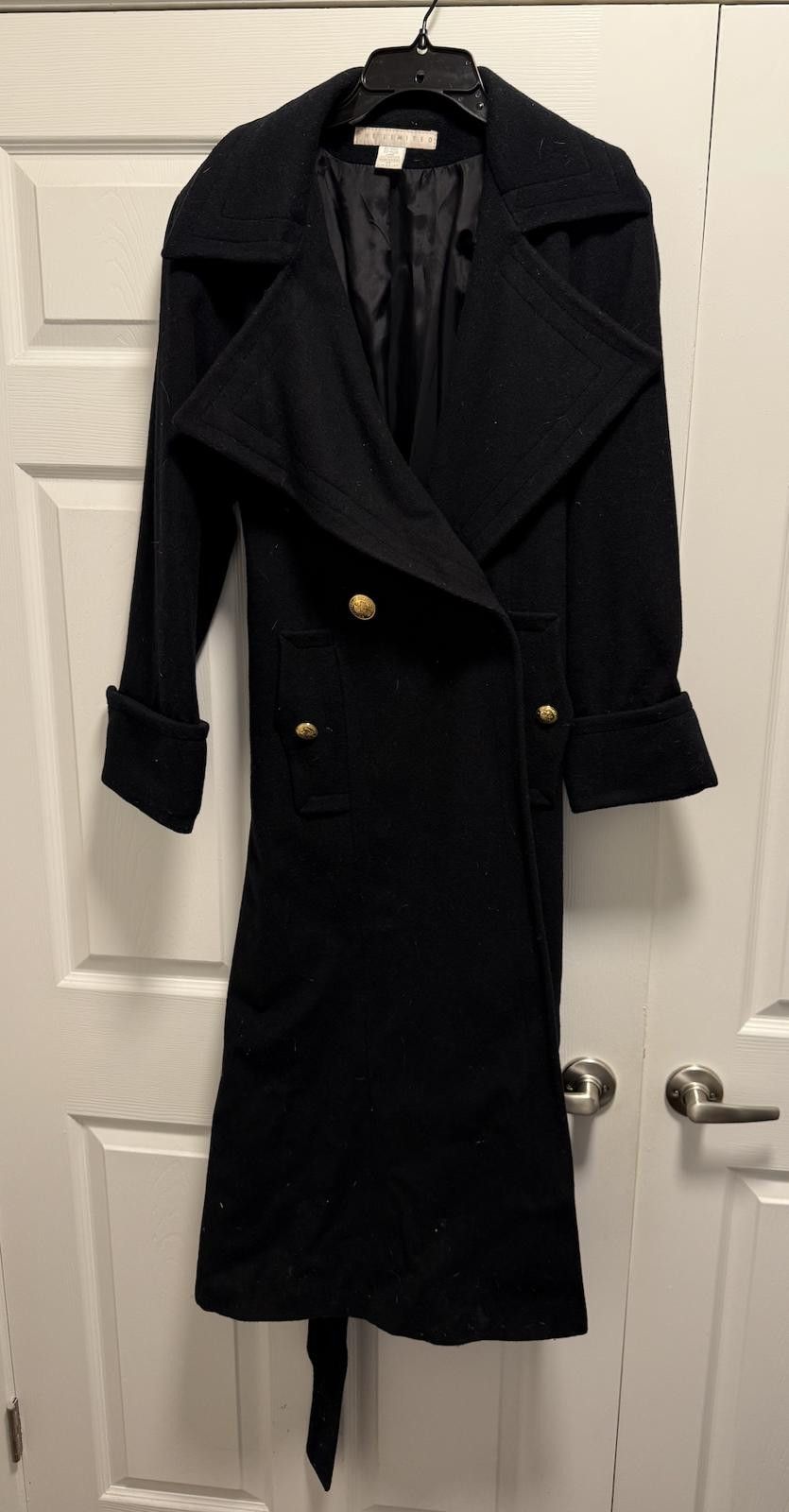 Designer Vintage THE LIMITED Wool Trench Coat Black Gold Buttons XS Size XS / US 0-2 / IT 36-38 - 1 Thumbnail
