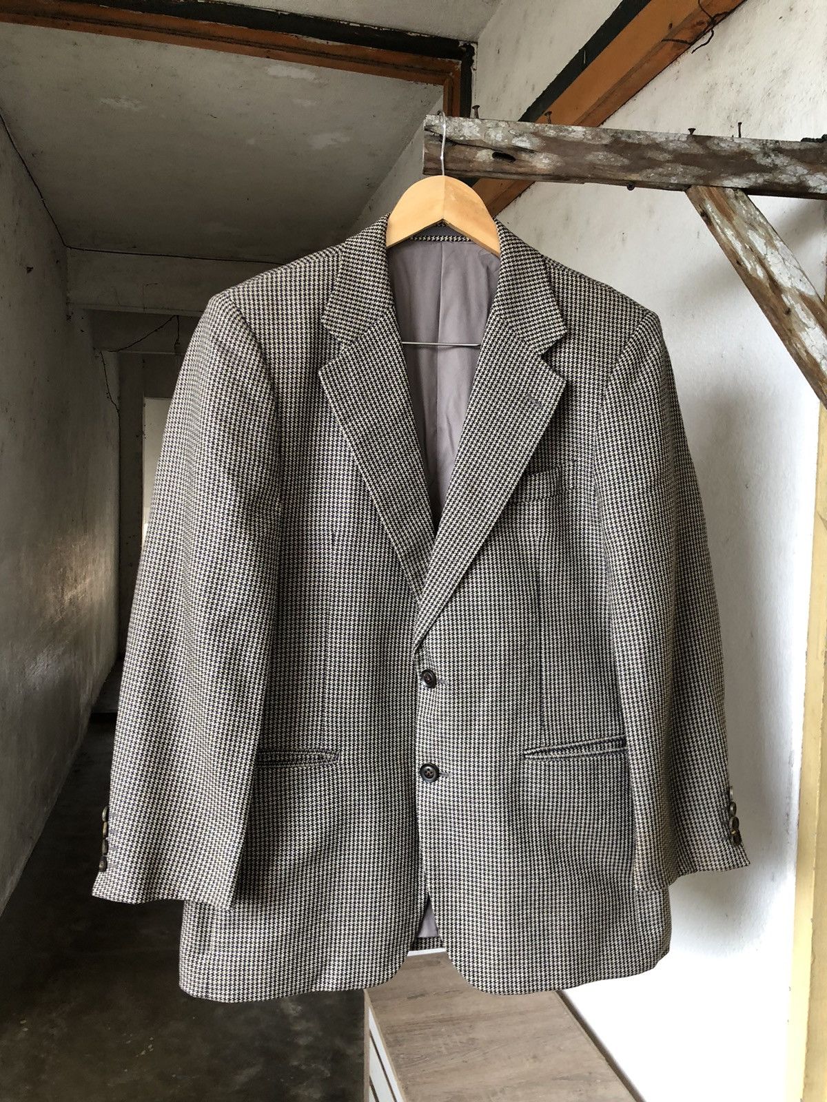 Burberry Vtg Burberry Tweed Wool Checked Single Breasted Blazer Size US M / EU 48-50 / 2 - 4 Thumbnail