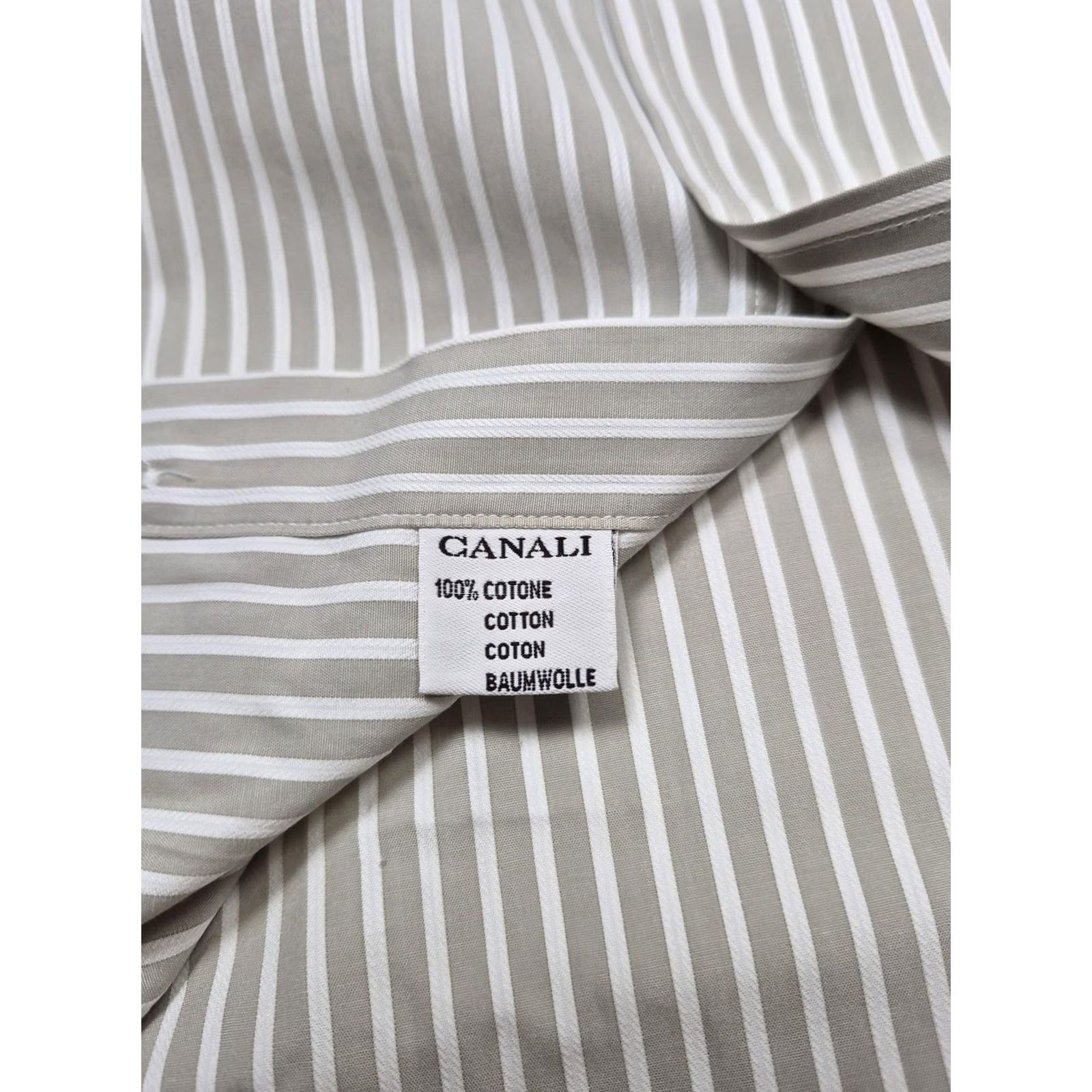 Canali Canali Dress Shirt Men’s Gray Stripe Long Sleeve 2XL Italian Made Cotton Slim/Classic Fit Shirt Mens Size 42R - 4 Thumbnail