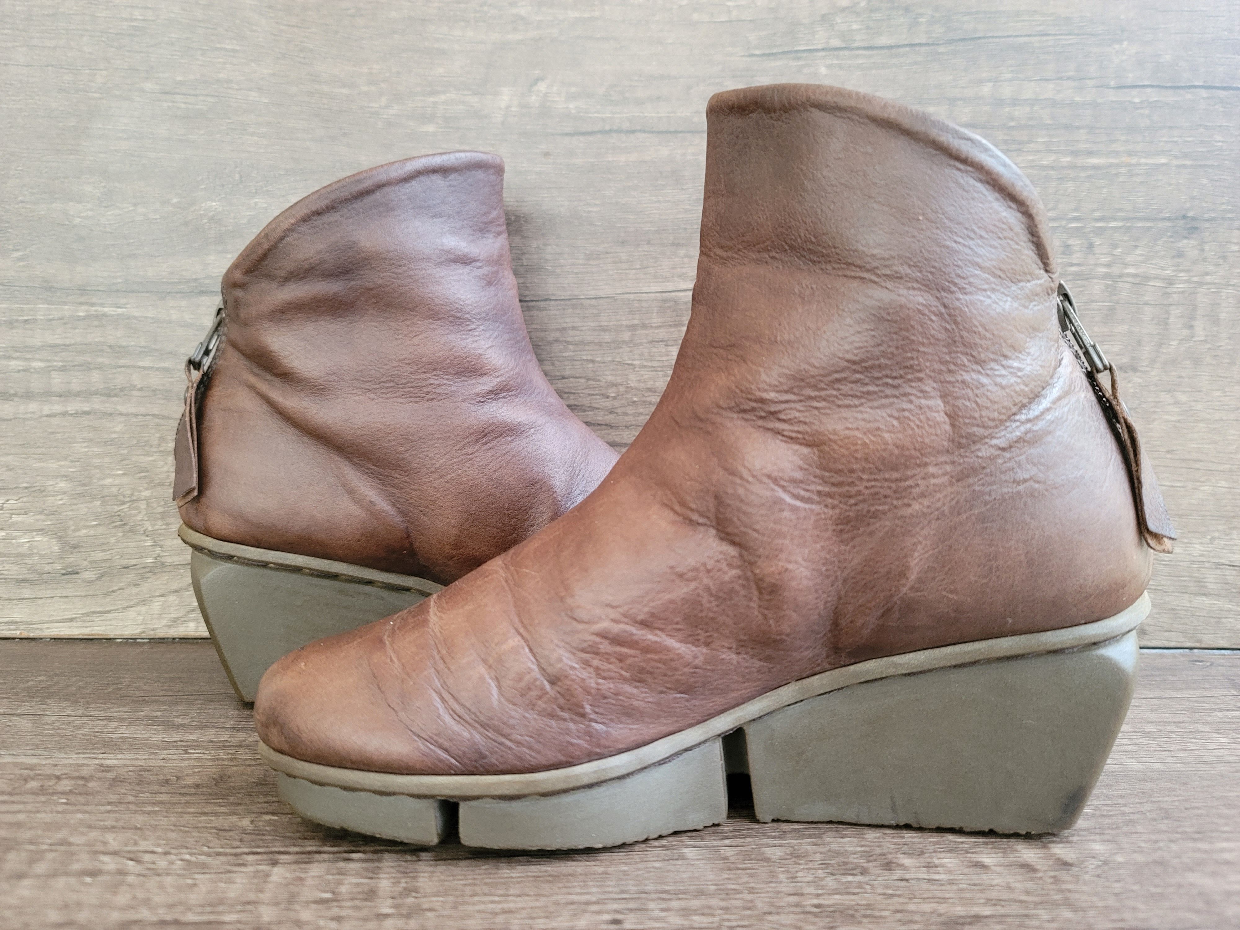 Trippen Trippen Brown Leather Platform Ankle Boots Sz 37 US 6.5-7. Size US 7 / IT 37 - 9 Thumbnail