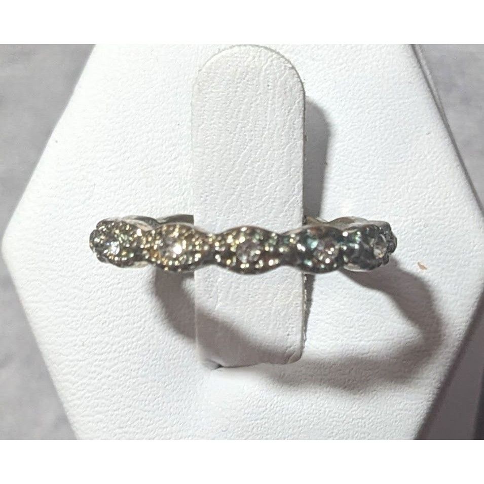 Other Whimsical Braided Silver Tone Rhinestone Ring Size 7 Size ONE SIZE - 1 Thumbnail