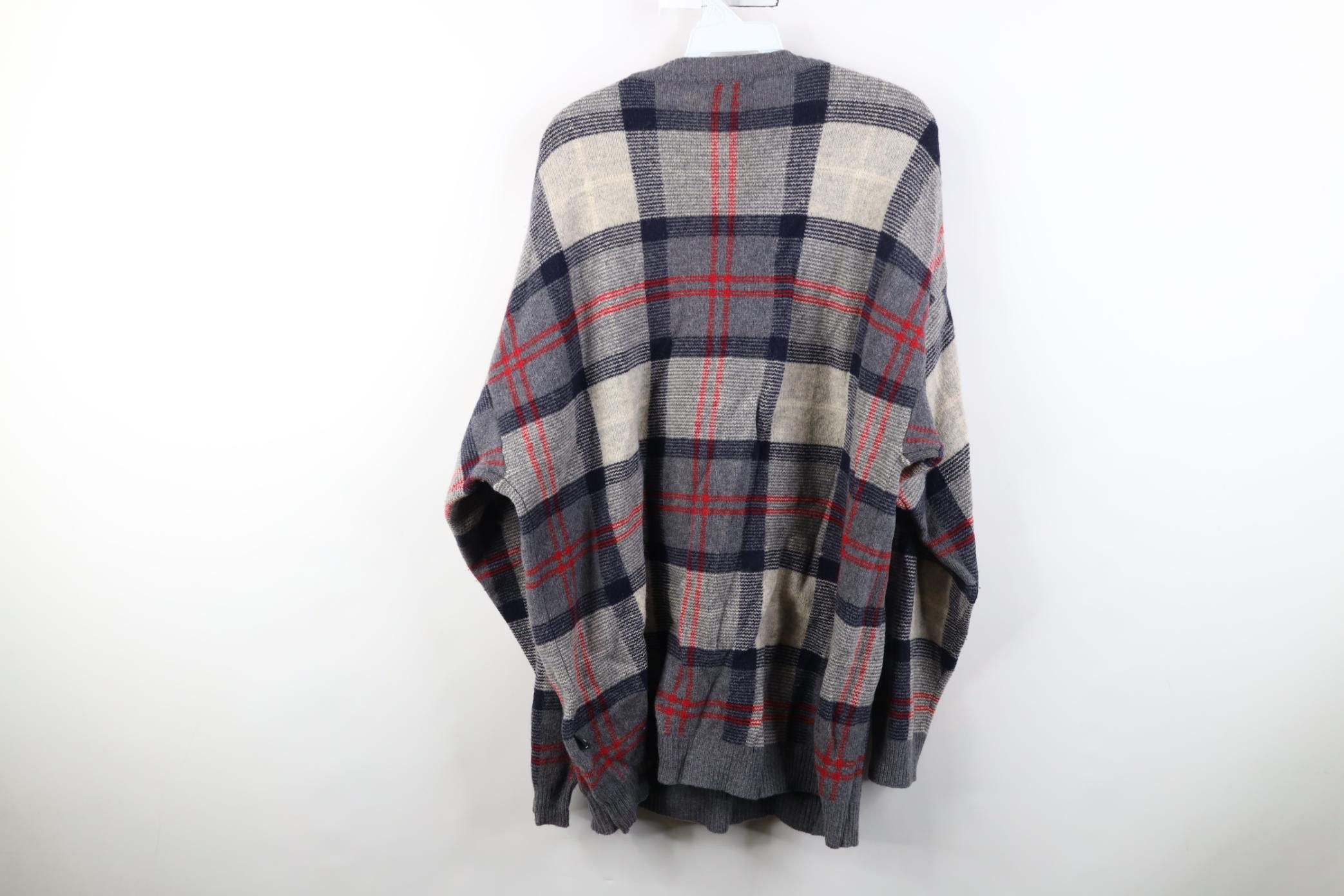 Nautica Vintage 90s Nautica Wool Knit V-Neck Sweater Checkered Plaid Size US XL / EU 56 / 4 - 9 Thumbnail