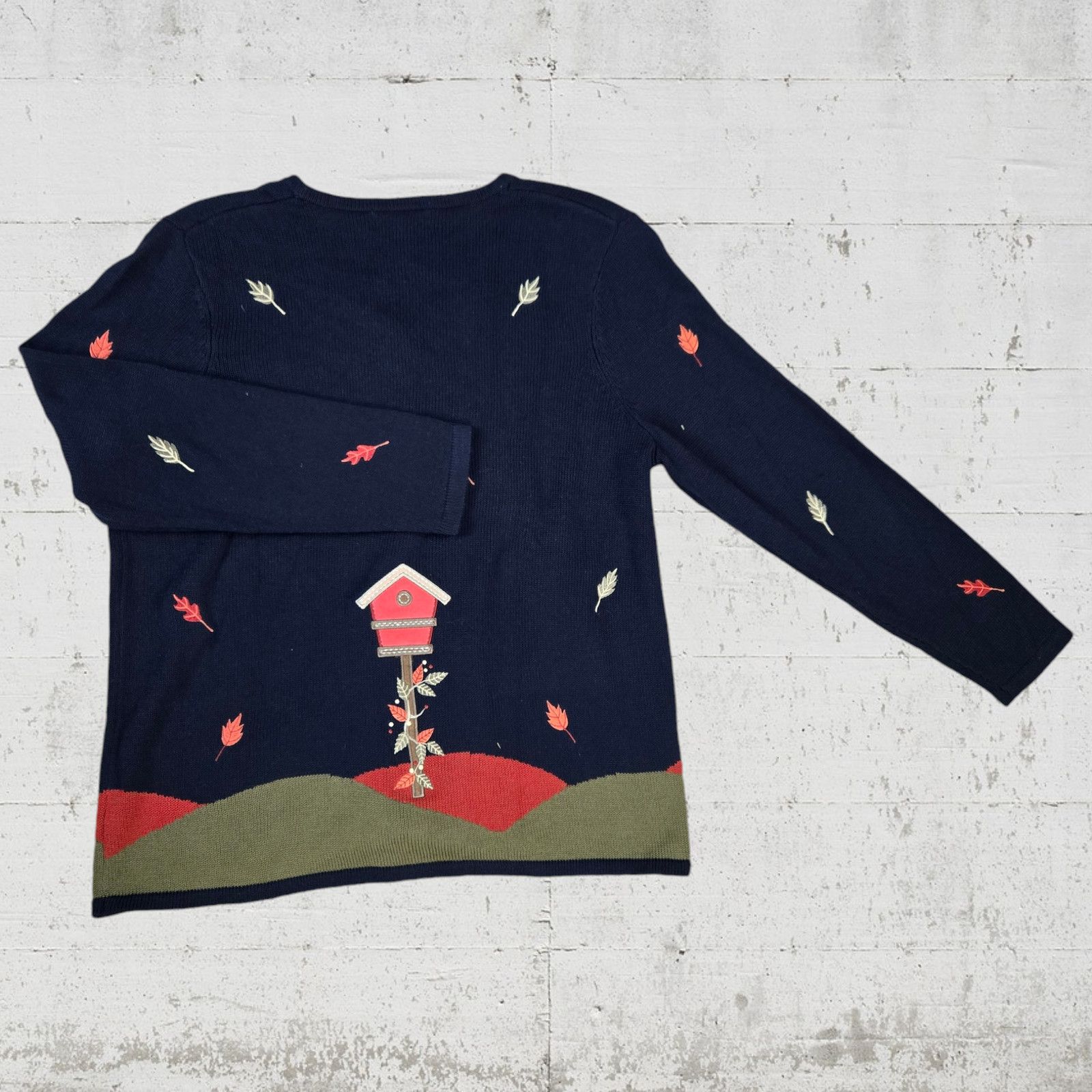 Vintage Y2K Navy Cardinal Fall Embroidered Cardigan Size 14 Size XL / US 12-14 / IT 48-50 - 9 Thumbnail