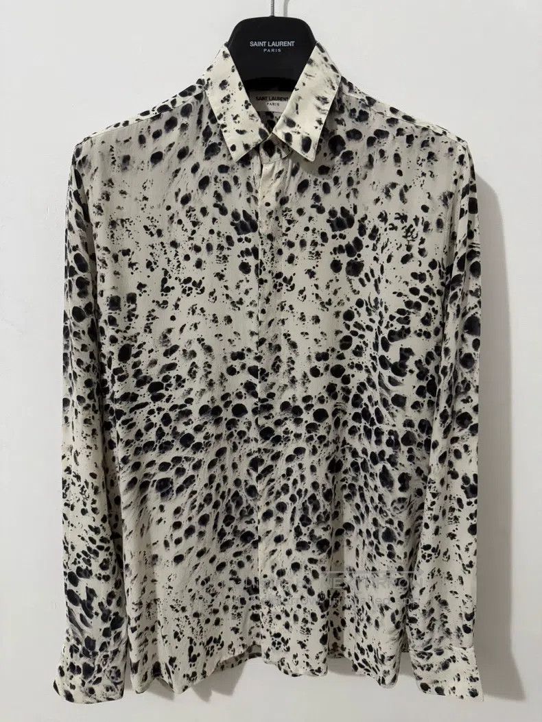 Saint Laurent Paris Saint Laurent Paris Mulberry Silk Artistic Ink Splash Polk Size XS / US 0-2 / IT 36-38 - 1 Thumbnail