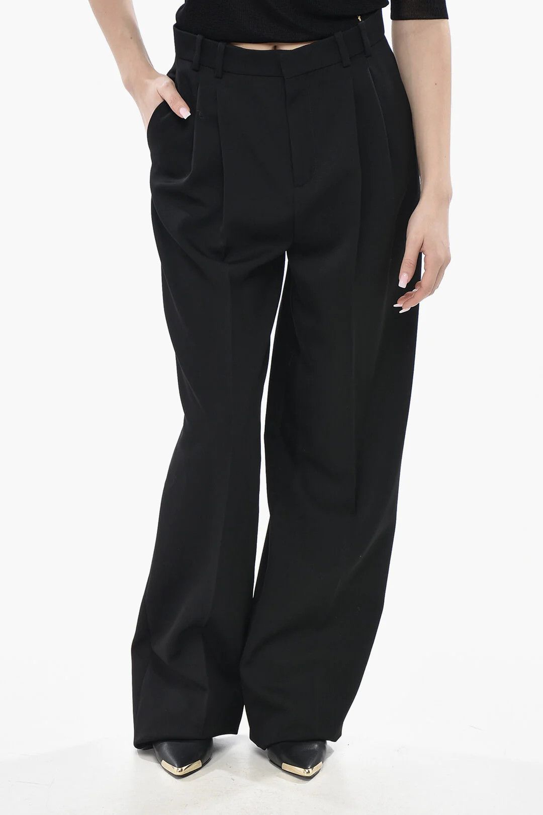 Saint Laurent Paris og1mm0326 Wool Gabardine Pant in Black Size 28" / US 6 / IT 42 - 1 Thumbnail
