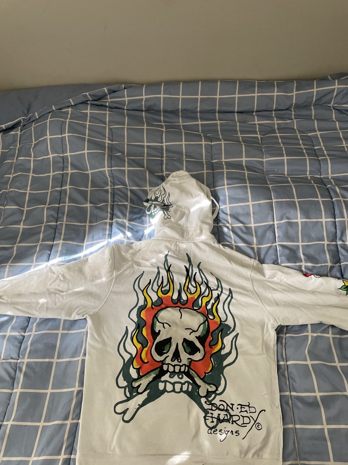 Ed Hardy Ed Hardy Men's Flame Skull Full-Zip Hoodie Size US M / EU 48-50 / 2 - 2 Thumbnail