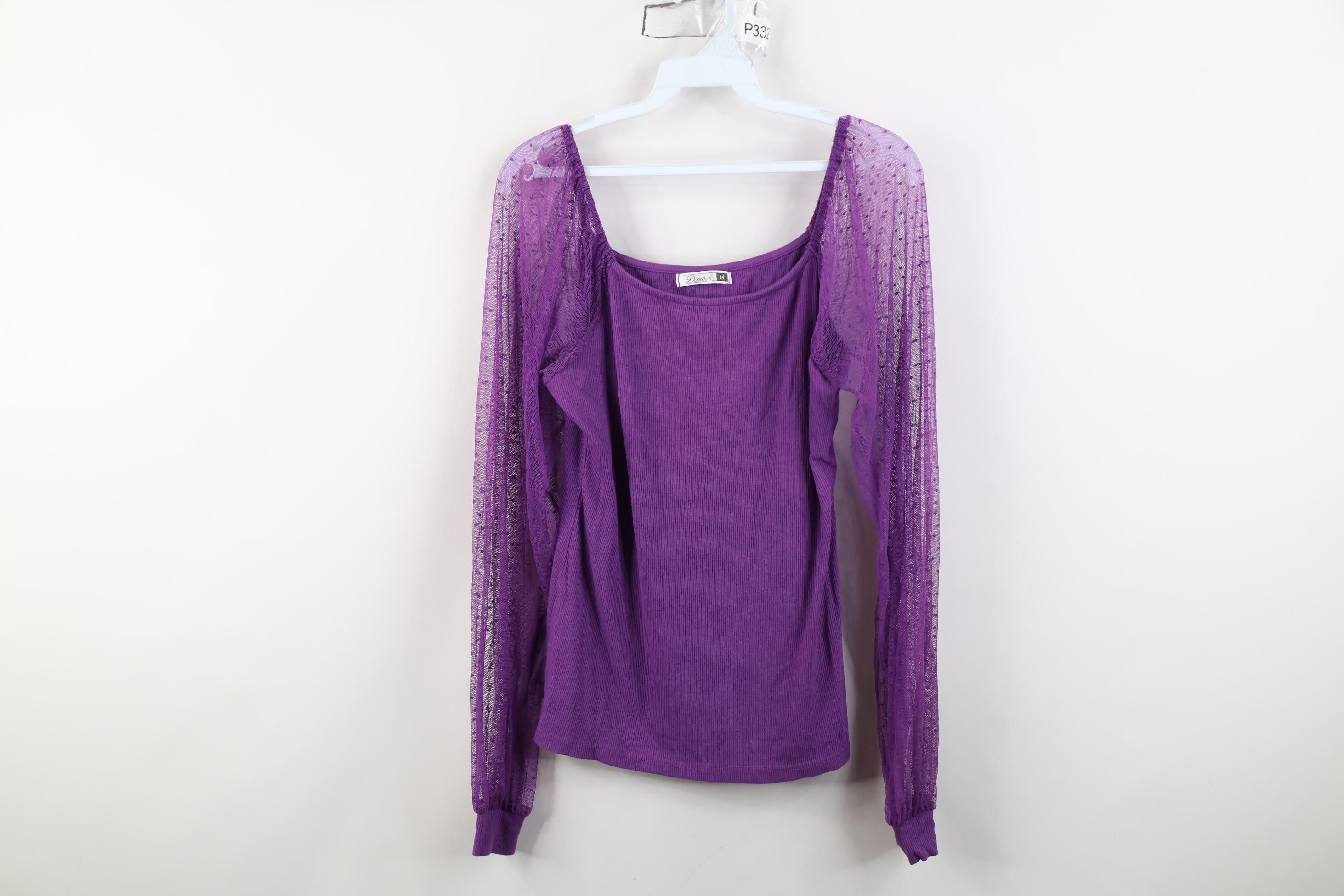 Vintage Vintage 90s Y2K Babydoll Fairy Mesh Ribbed Long Sleeve Shirt Size M / US 6-8 / IT 42-44 - 1 Thumbnail