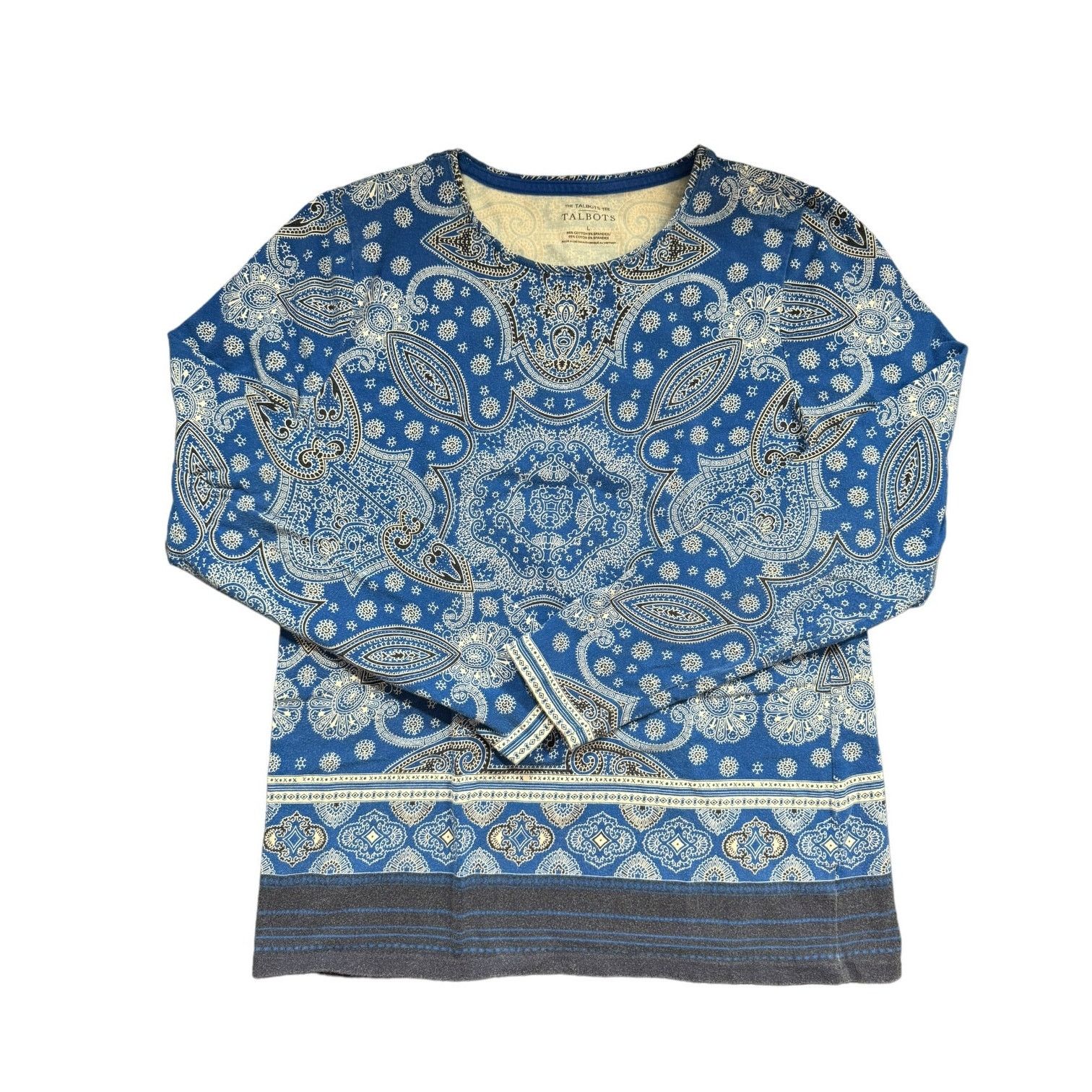 Other The Talbot's Tee Blue White Black Paisley Pattern Large Size L / US 10 / IT 46 - 1 Thumbnail