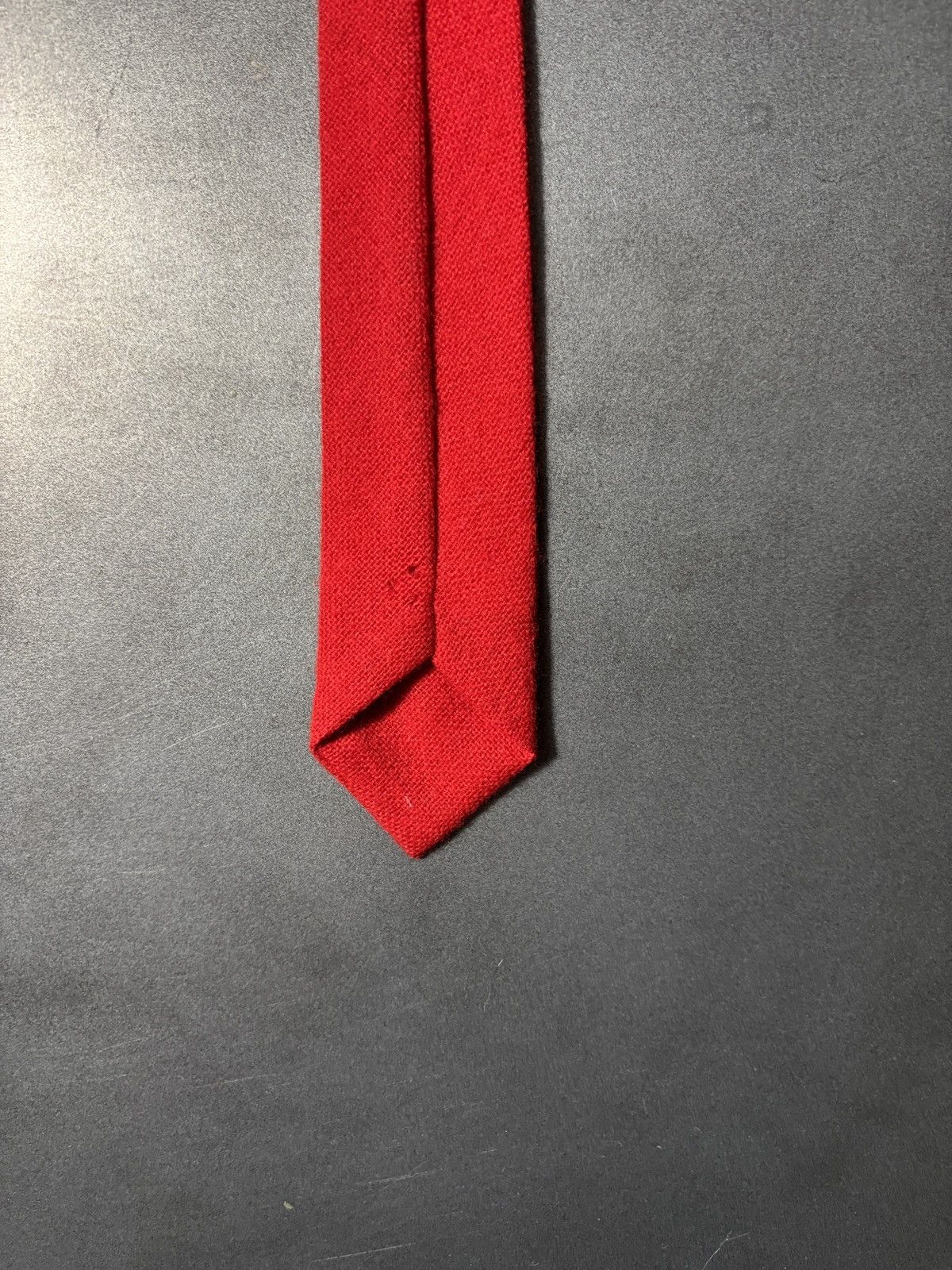 Vintage Vintage Pre-Tied Necktie Zipper Skinny Lambswool Red Wool 90 Size ONE SIZE - 11 Thumbnail