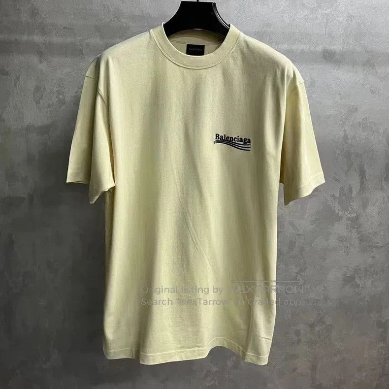 Balenciaga Balenciaga Beige Logo Print Short Sleeve Tee. Size US XXS / EU 40 - 1 Thumbnail