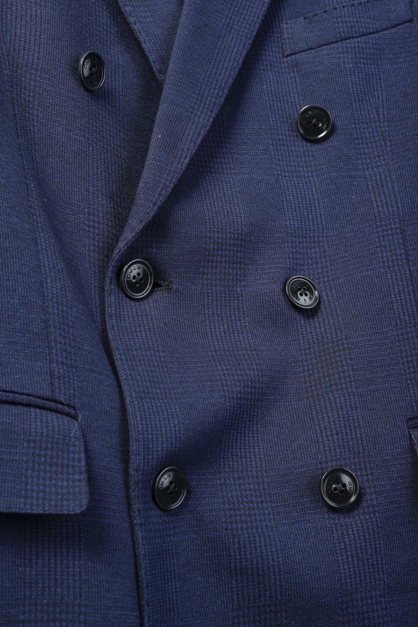 Etro Etro Navy Blue Tartan Double-Breasted Silk-Lined Blazer Size 40R - 7 Thumbnail