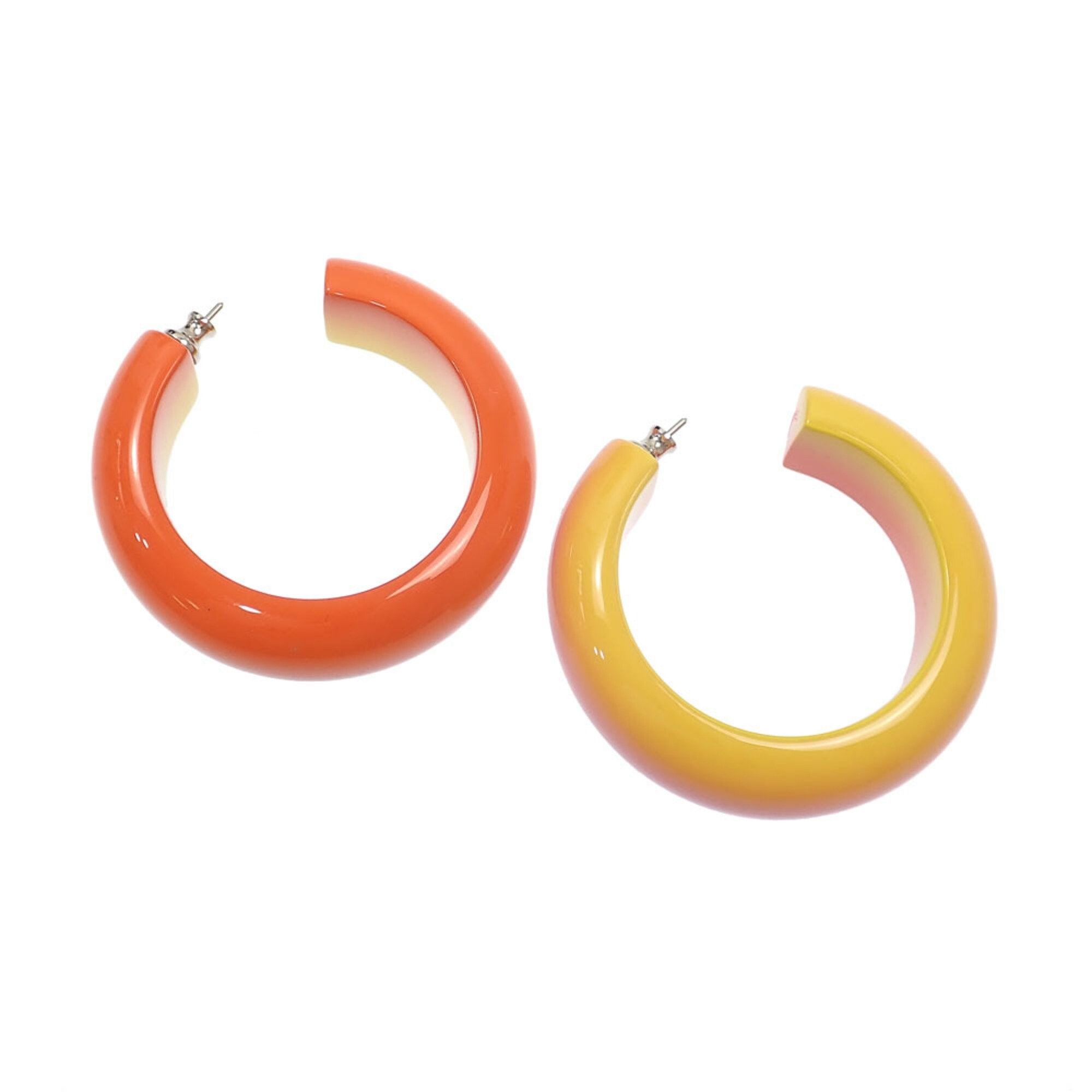 image of Hermes Earrings Fusion Gm Ladies Lacquer Wood 27.5G Acidur Pink Orange Yellow Multicolor 041935, Wo
