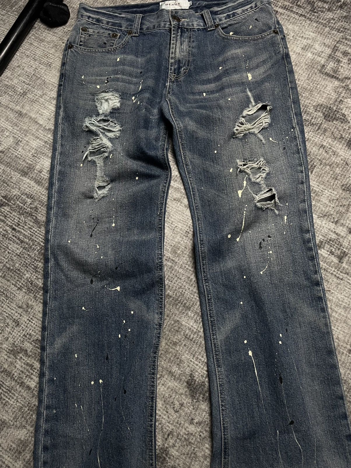 Japanese Brand Japanese Denim Beast Paint Distressed Jeans Size US 30 / EU 46 - 14 Thumbnail