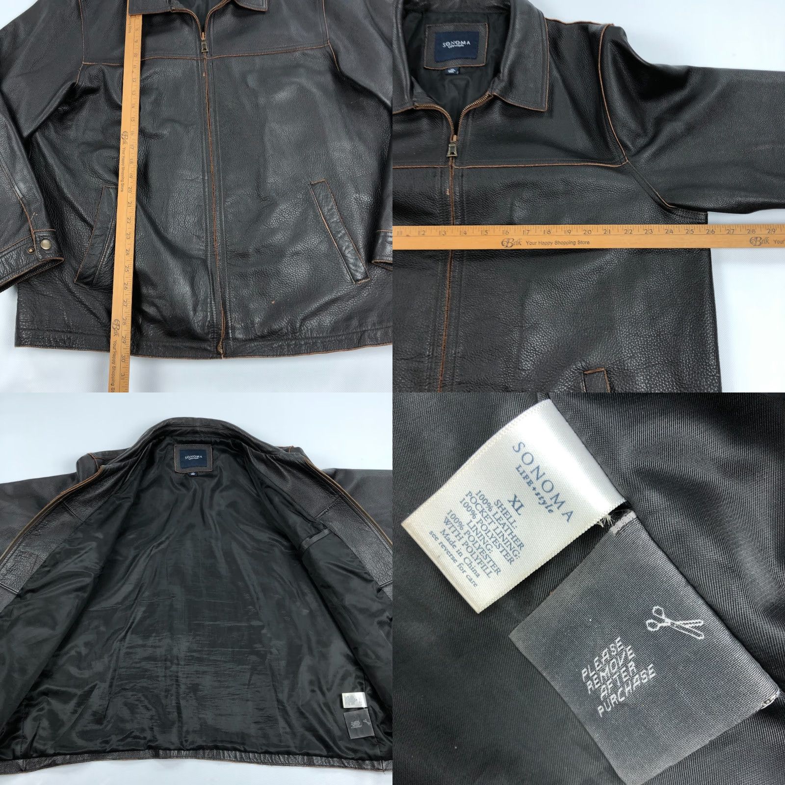 Vintage VINTAGE Sonoma Leather Jacket Mens XL Brown Distressed Bomber Jacket Winter Fall Spring Leather Zip Zipper Mens Size US XL / EU 56 / 4 - 8 Thumbnail
