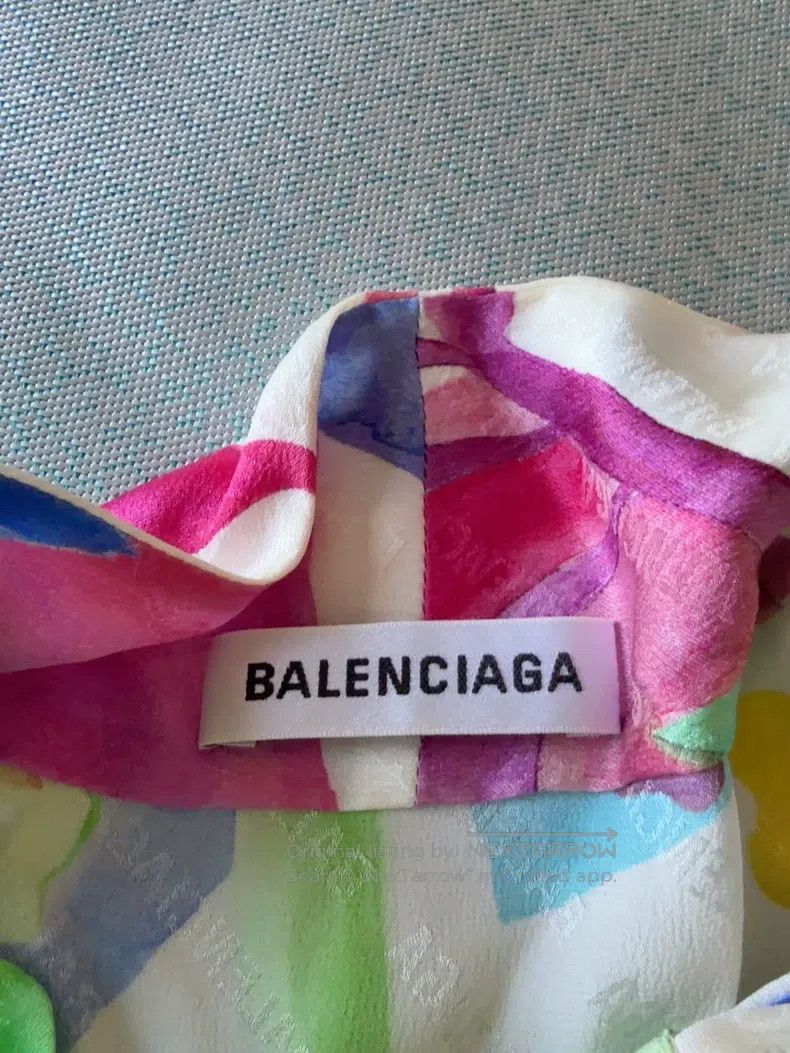 Balenciaga Balenciaga Logo Printed Silk Shirt Size XS / US 0-2 / IT 36-38 - 2 Thumbnail