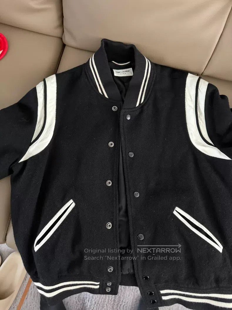Saint Laurent Paris Saint Laurent Paris Black and White Baseball Jacket Size US M / EU 48-50 / 2 - 1 Thumbnail
