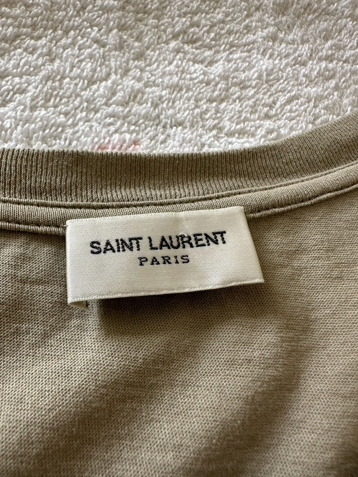 Saint Laurent Paris $550 Saint Laurent Rive Gauche logo t shirt olive khaki M Size US M / EU 48-50 / 2 - 16 Thumbnail