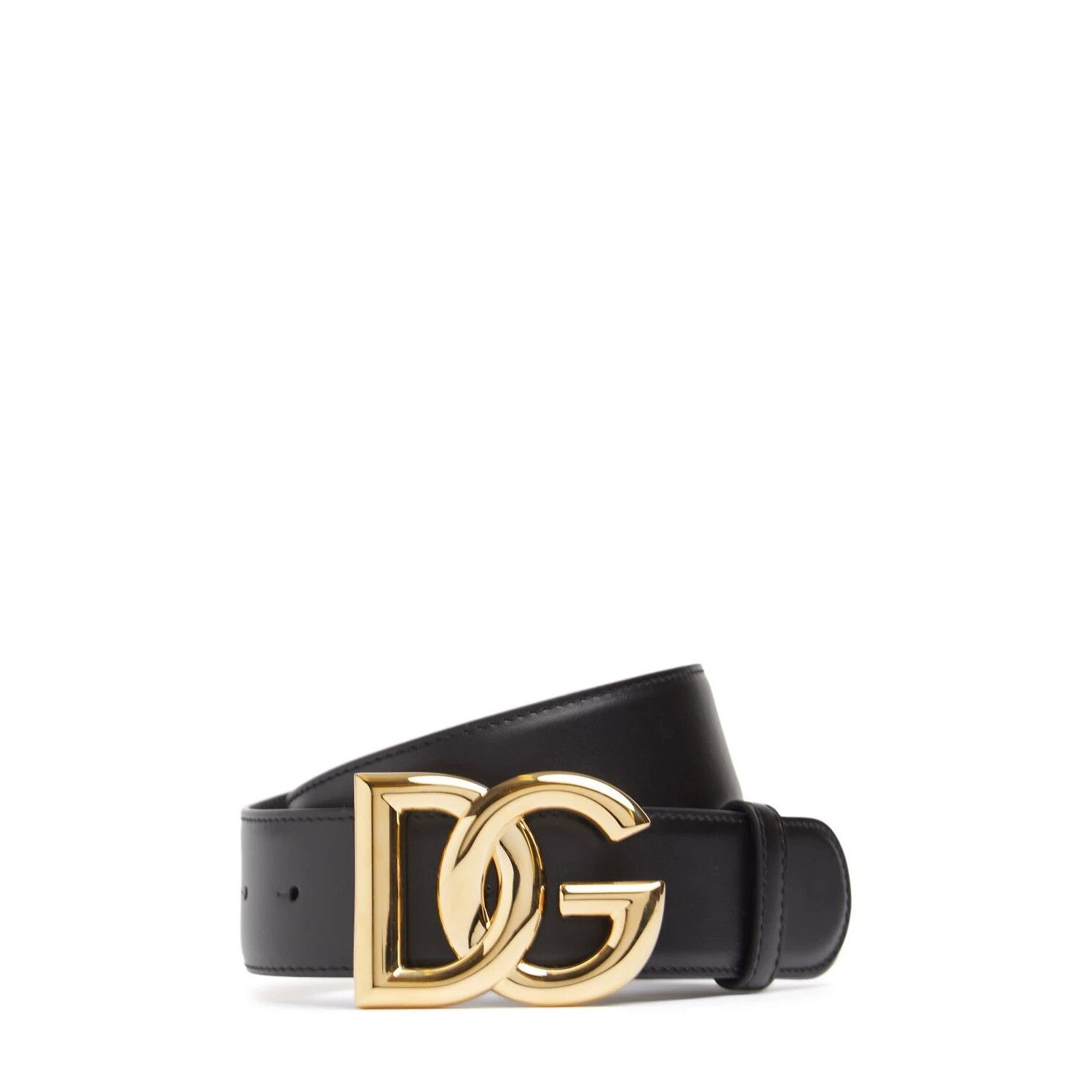 DOLCE&GABBANA $475 Black Leather DG Belt New And Authentic (