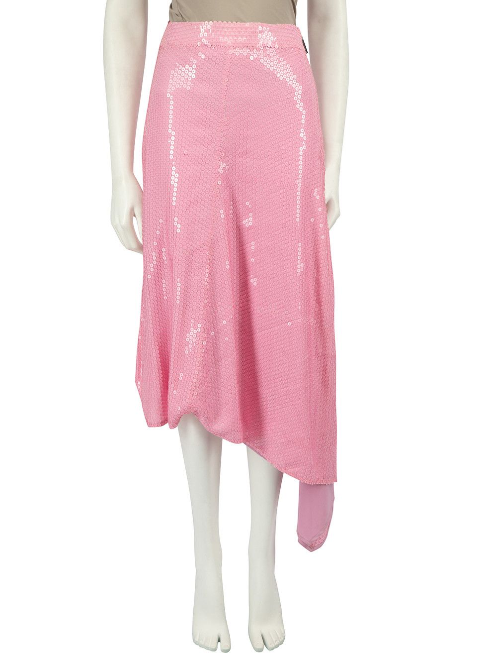 image of Msgm Pink Sequinned Asymmetric Skirt, Women's (Size 26)