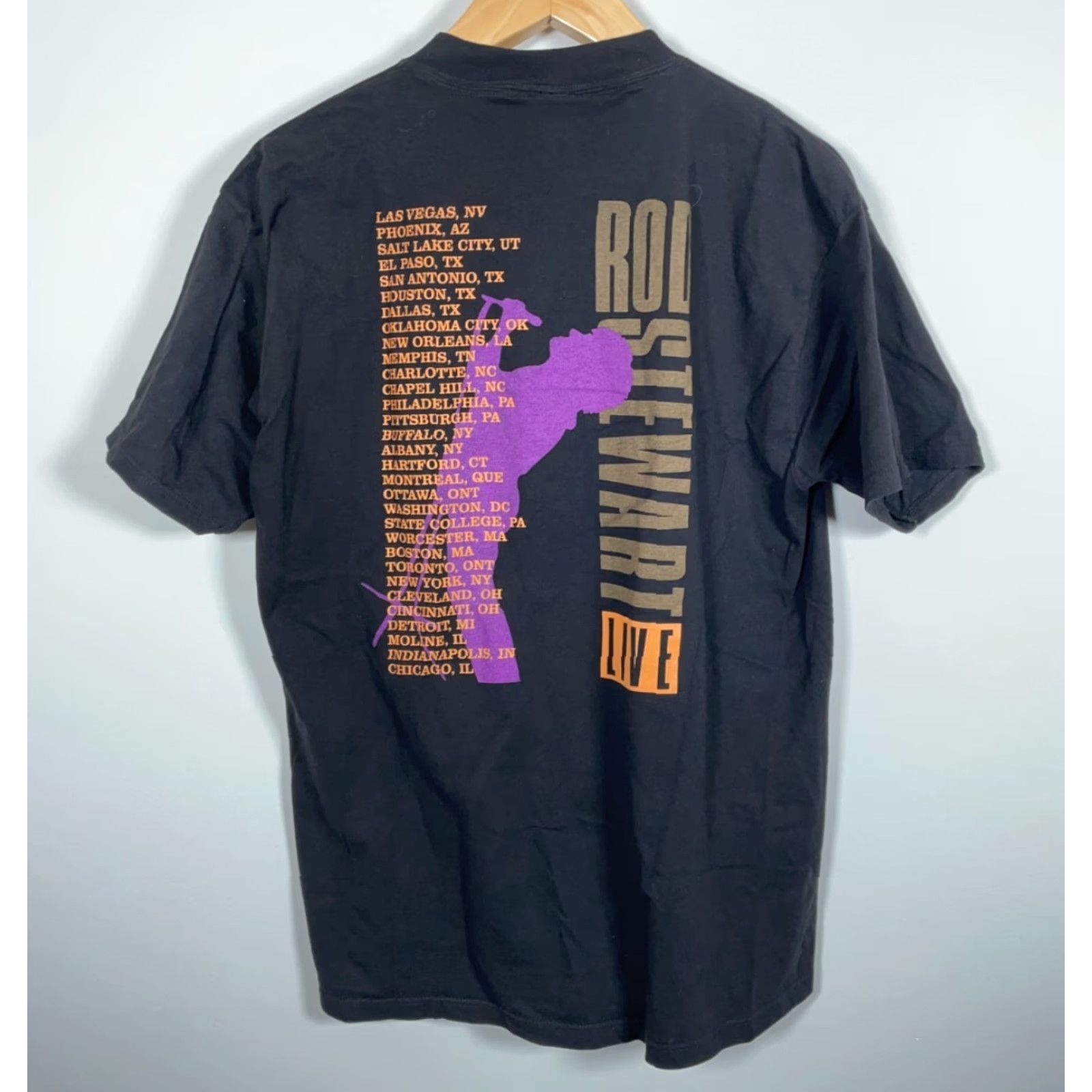 Vintage VINTAGE Winterland Rod Stewart Concert T-Shirt Men’s Large Black 90s Graphic Print Adult XL Tag (fits Large) Mens Size US L / EU 52-54 / 3 - 2 Thumbnail